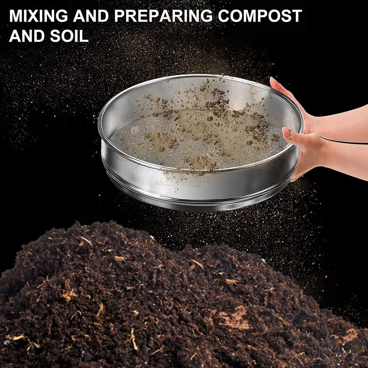 30cm Setaccio per Terreno Setaccio Terra Grande Setaccio da Giardino in Metallo per Pietre, Terreno, Ghiaia, Compost, Sabbia