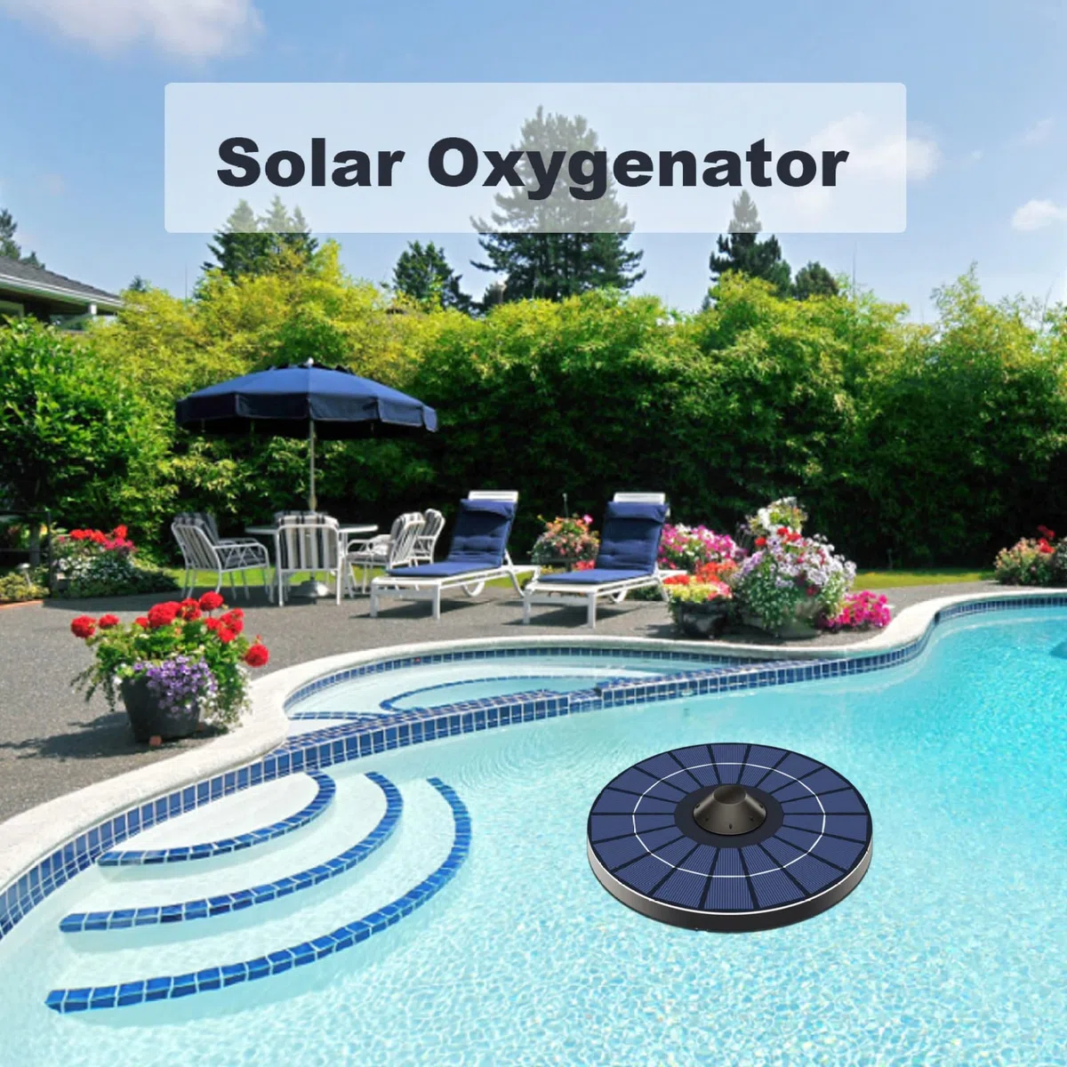 Pompa aeratore solare per laghetto, aeratore per laghetto galleggiante per esterni, ossigenatore per laghetti, pompa ad aria per laghetti, accessorio da giardino esterno