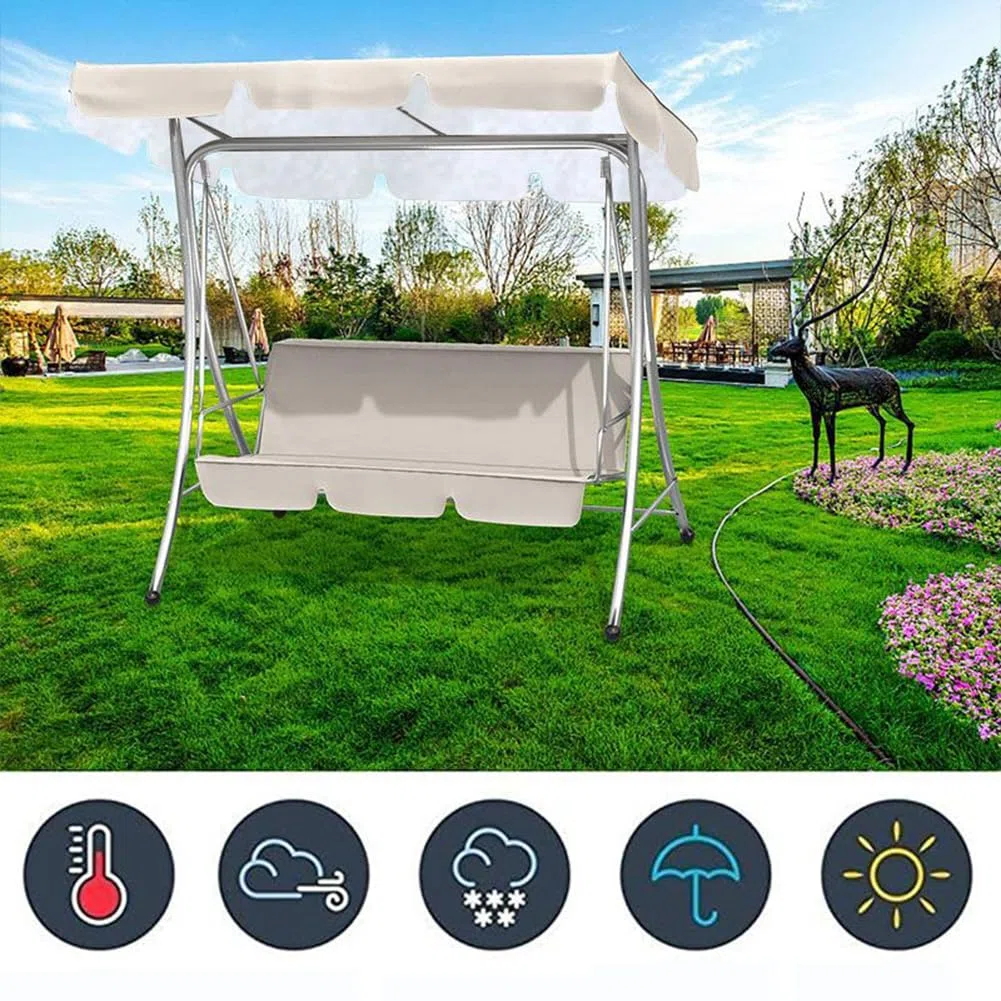 Set di Copertura di Ricambio per Dondolo da Giardino, 3 posti, Impermeabile, in Tessuto Oxford 210D, Copertura per Sedia a Dondolo (Grigio, 164 x 114 x 15 cm)