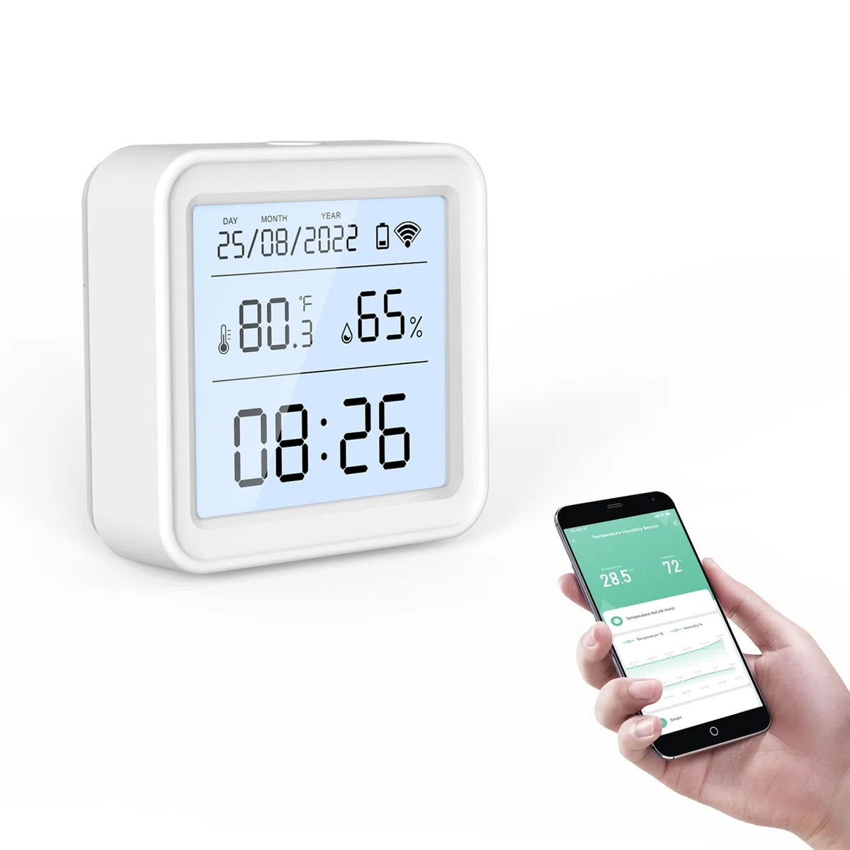 eMylo Termometro Igrometro Ambiente WiFi, Umidità e Temperatura Interno Bluetooth con App Intelligente Registrazione Dati per Camera Serra Garage Cantina di Vini