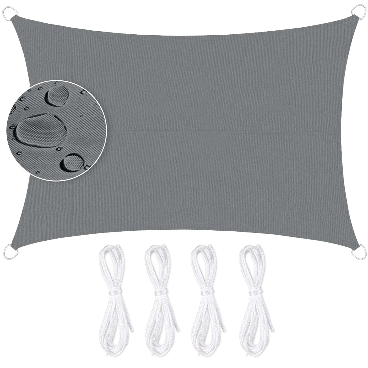 Vela Ombreggiante Rettangolare 3x4 m, Tenda da Sole per Esterno, Impermeabile Protezione UV 95%, Tenda a Vela per Terrazza, Giardino, Balcone, Campeggio (Grigio)