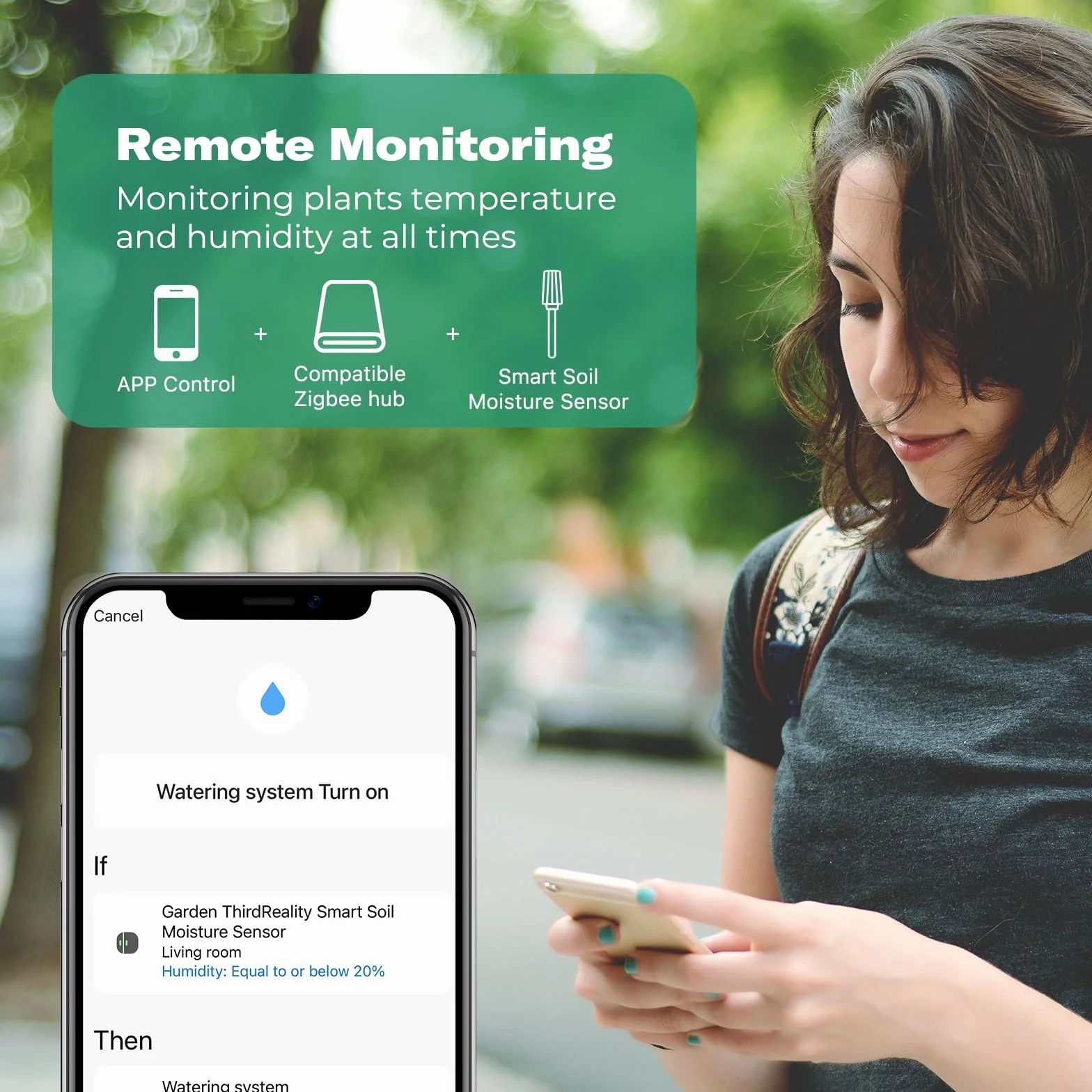 THIRDREALITY Sensore intelligente di umidità del suolo, confezione da 3, hub Zigbee necessario, sonda capacitiva, misuratore di umidità/temperatura per piantare il giardino, compatibile con Homey