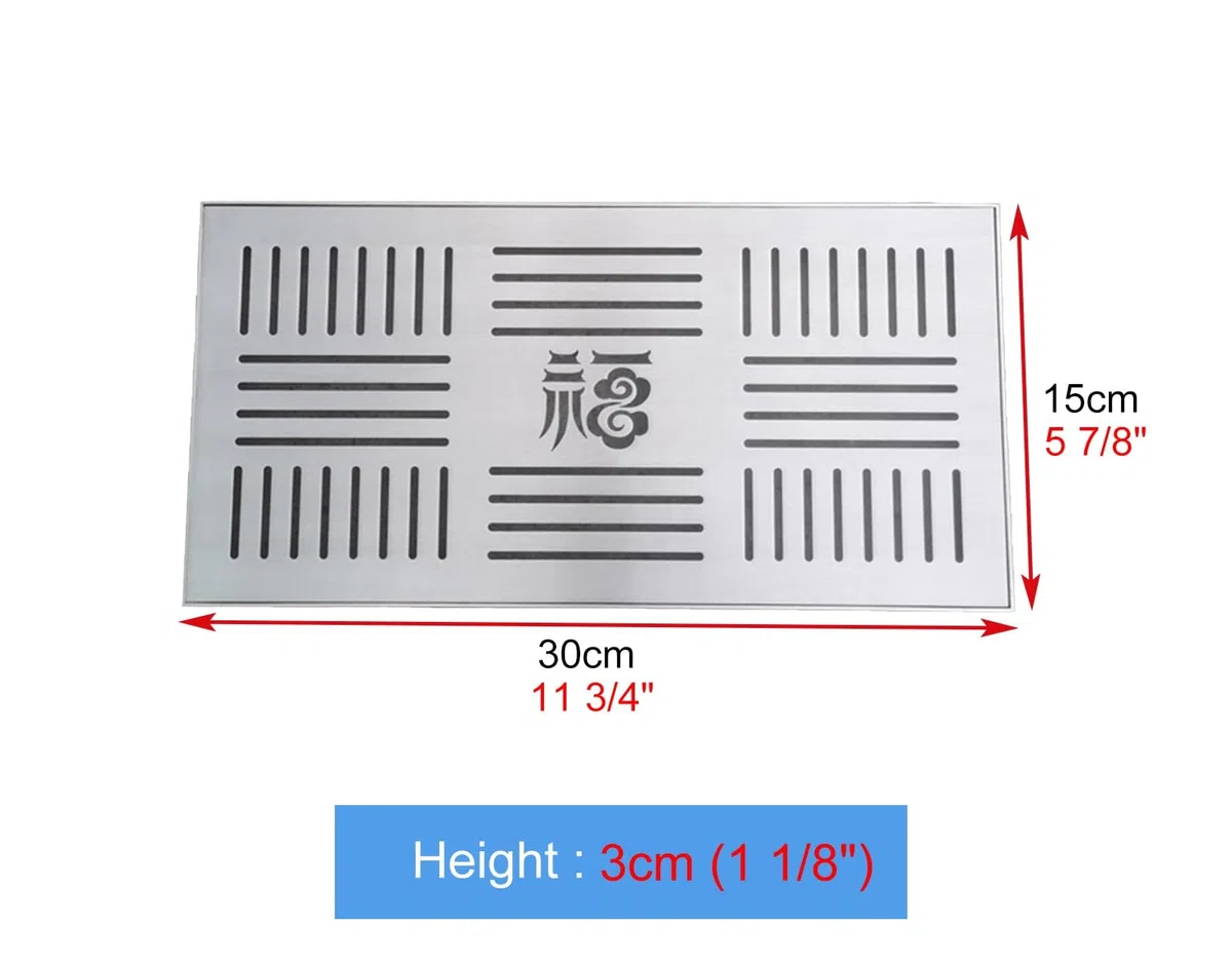 Coperture per scarichi in metallo per esterni, 30 cm x 15 cm, griglia in acciaio inox per drenaggio rapido e blocco dei detriti, filtro per grondaia per cortile e terrazza