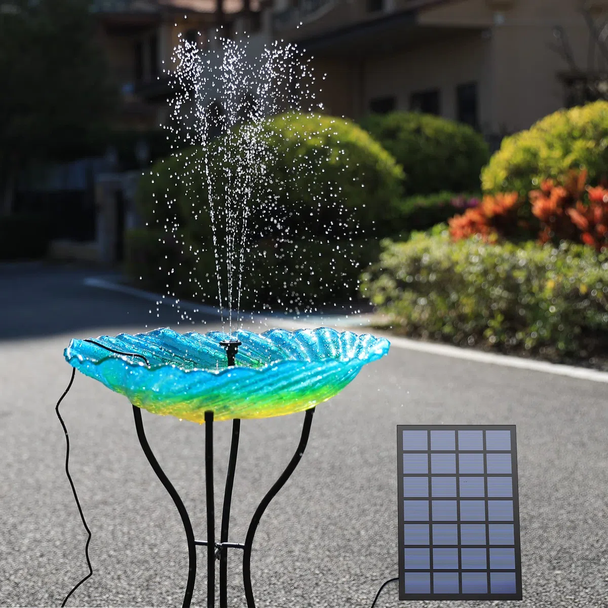AMZtime Fontana Solare 2,5W, Fontana Solare Fai Da Te 2024 Aggiornamento con tubo da 1,2 m e 6 Ugelli, DIY Solare Stagno Pompa per Laghetto da Giardino, Bagno Degli Uccelli, Vasca per Pesci