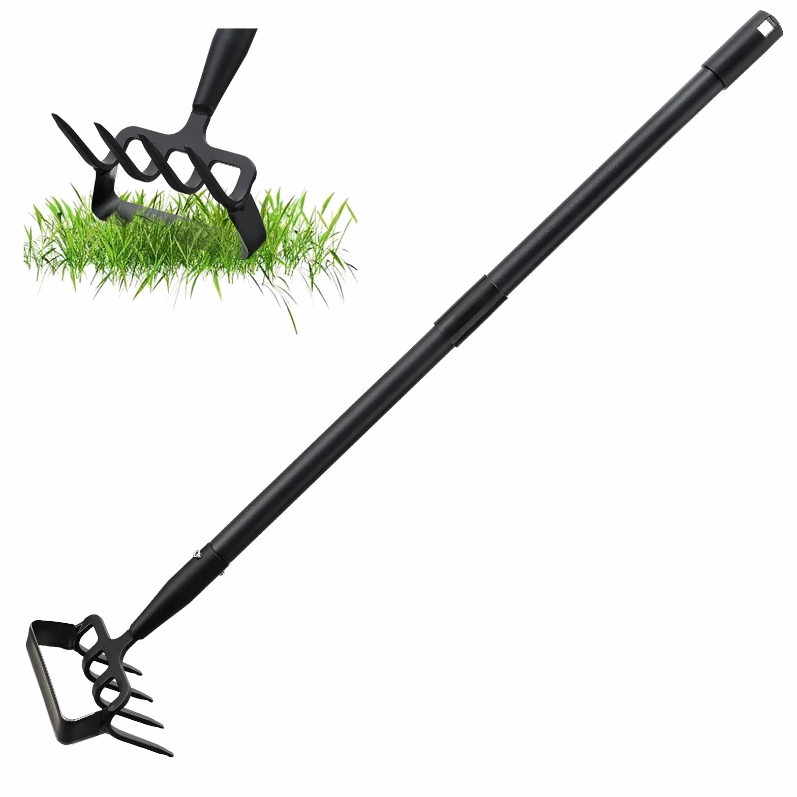 Zappa da giardino per diserbo, strumento per zappa, con supporto per giardino con anello regolabile, manico lungo 183 cm, regolabile, per diserbo