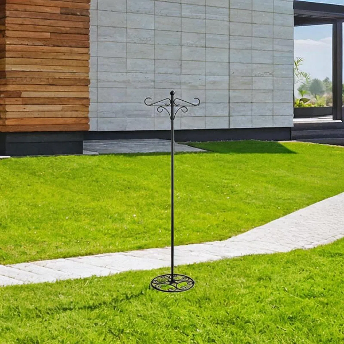 Jiuvaso Supporto per Gancio da Pastore, Supporto per palo da Giardino, Base Rotonda, Gancio da Giardino, da Pavimento per mangiatoia per Uccelli sospesa