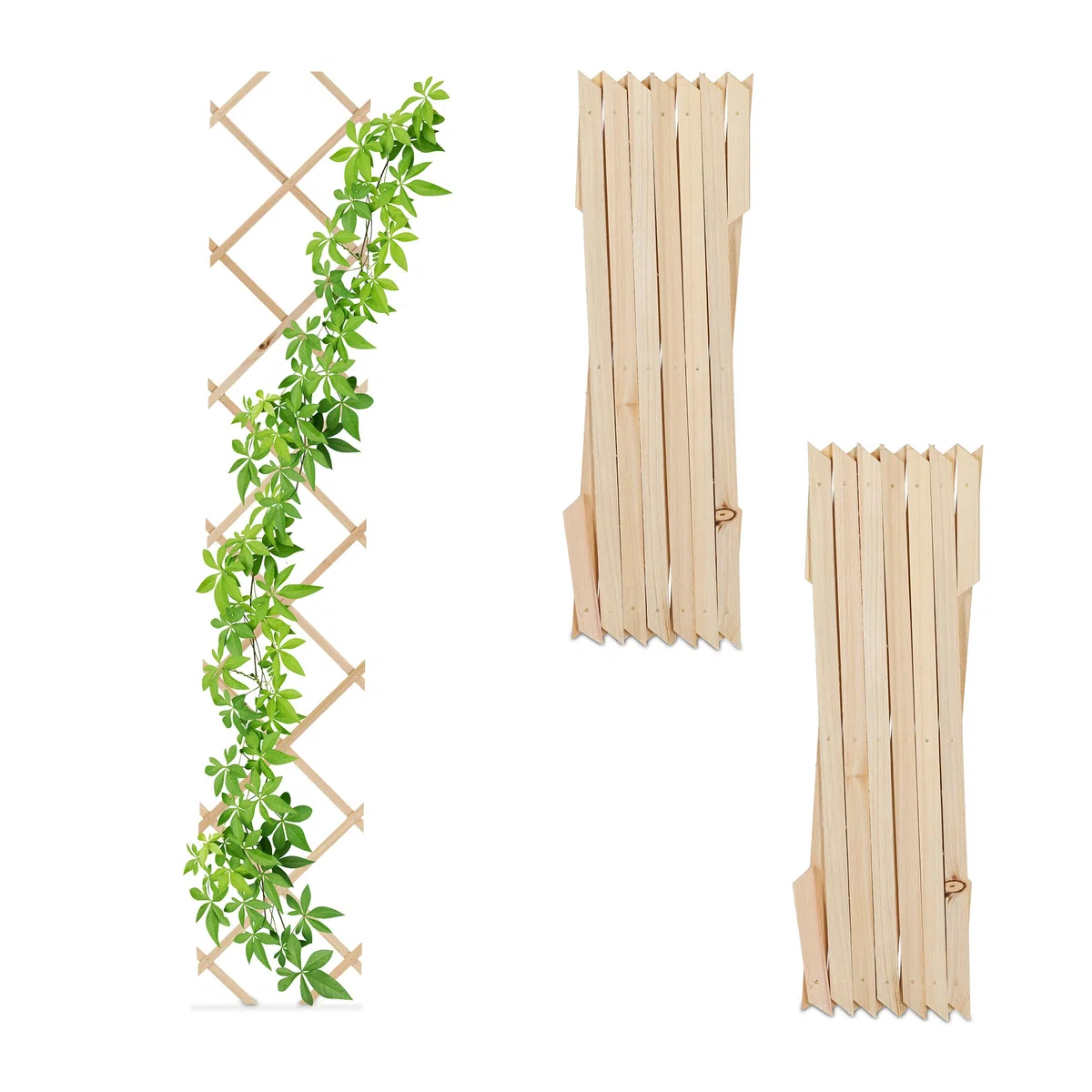 Relaxdays Grigliato in Legno per Rampicanti, 180x30 cm, Set 3 Tralicci Allungabili Piante da Giardino, Balcone, Naturale