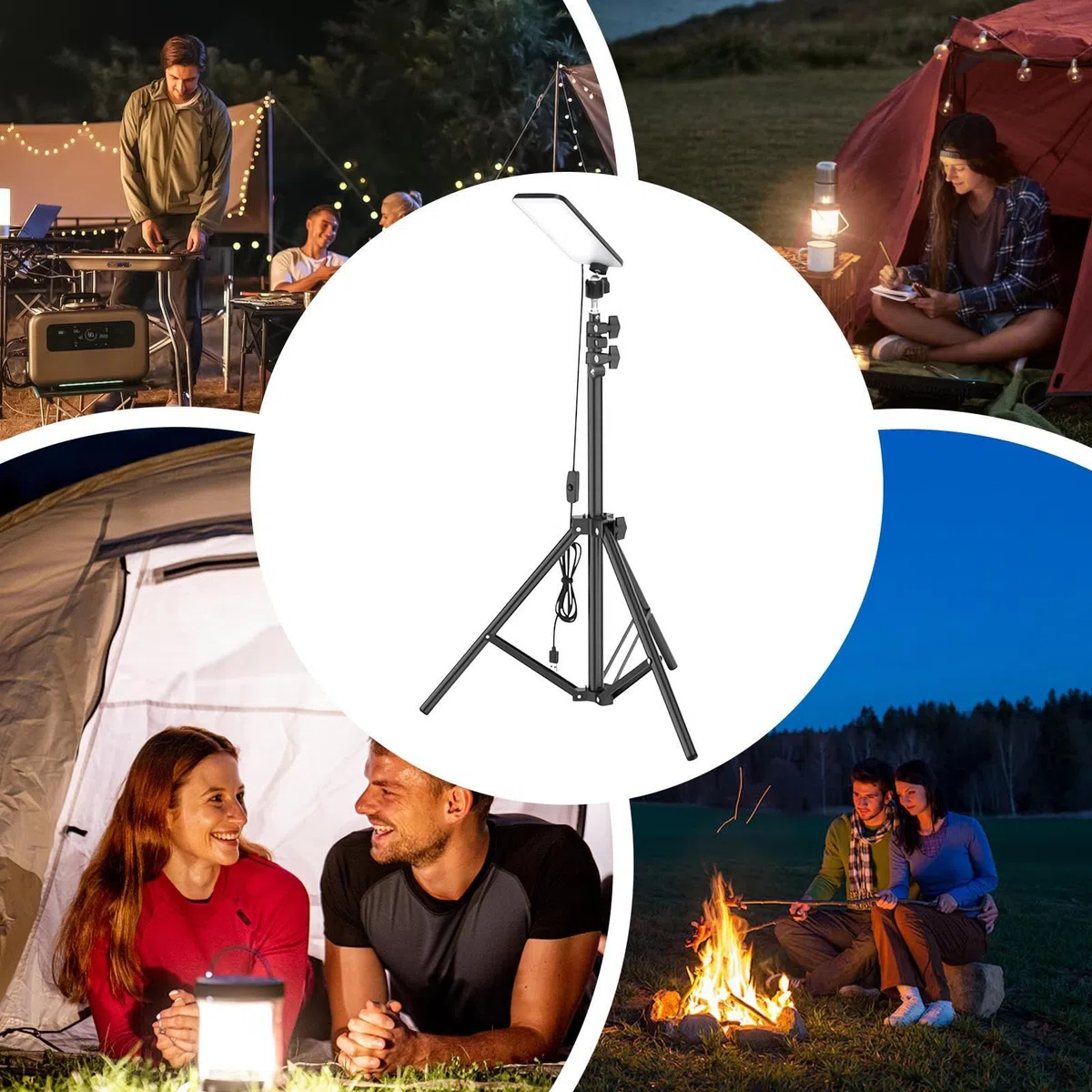 Luci LED Da Campeggio Allungabili,Lampada Barbecue Con Treppiede Telescopico - Lampada Lavoro Esterna Regolabile con Treppiede per Pesca Notturna Patio Garage Interno Laboratorio Capanno Caccia