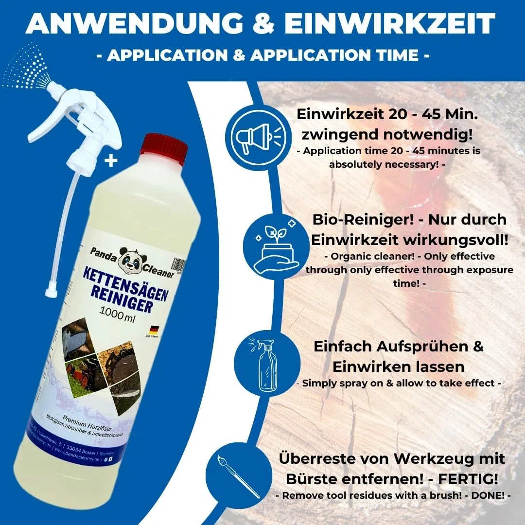 PandaCleaner, detergente per motosega per la rimozione della resina, sgrassatore, 1000 ml, con testina spray