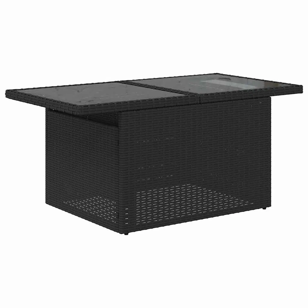 Set di divani da giardino con cuscini, 6 pezzi, colore nero e blu, per terrazza, balcone, giardino, veranda, con imbottiture e schienali, per rilassarsi all'aperto