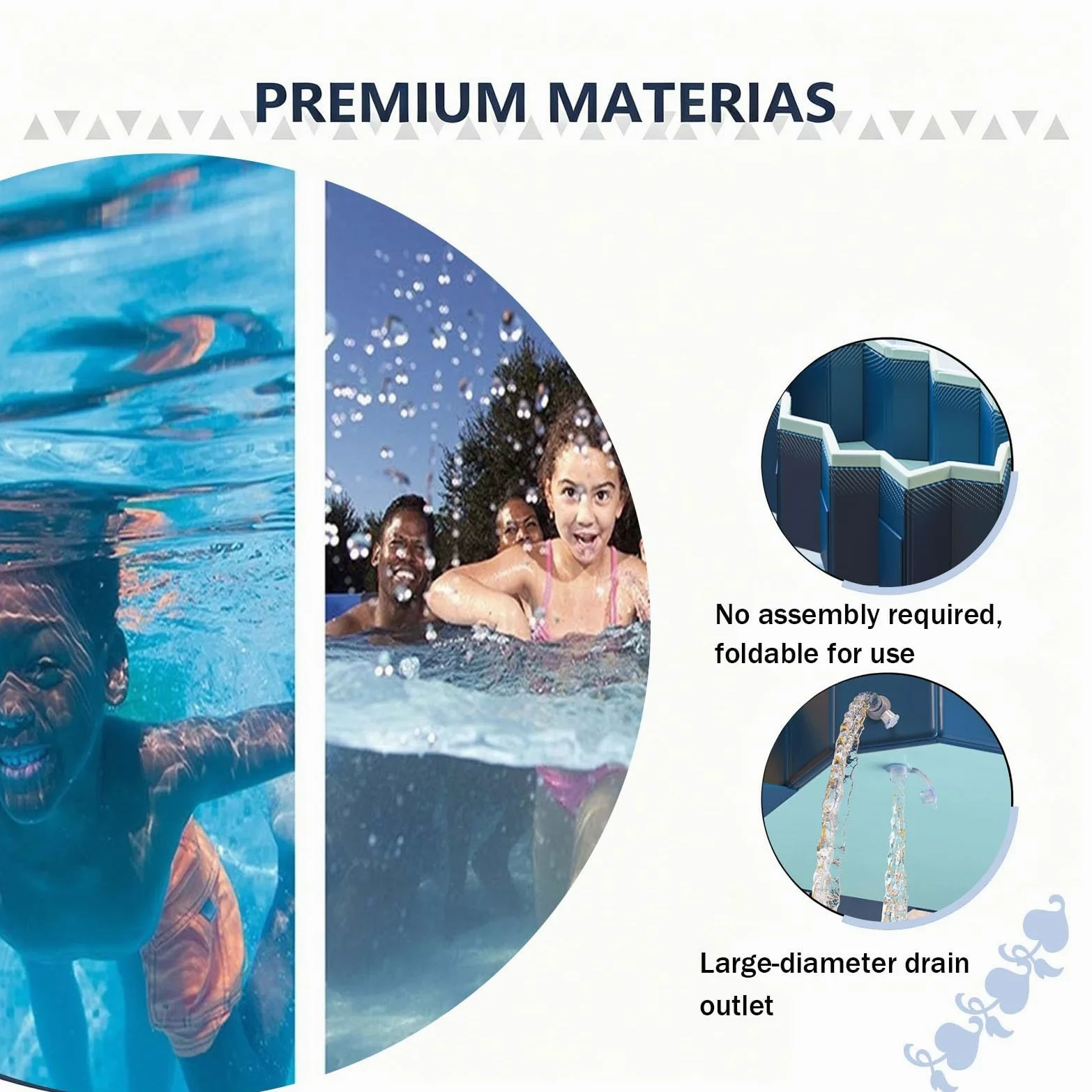 Piscina Pieghevole Piscina Ovale Da 170-348 Cm Pieghevole Per Esterni Fuori Terra Con Vasca Idromassaggio Ideale Per Famiglie E Adulti(348 * 172 * 52cm)