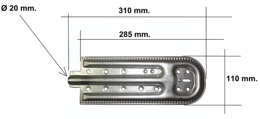 Bruciatore per Forno a Gas e Barbecue BBQ in lamiera 310 mm. x 110 mm. Bompani Sovrana - A0401