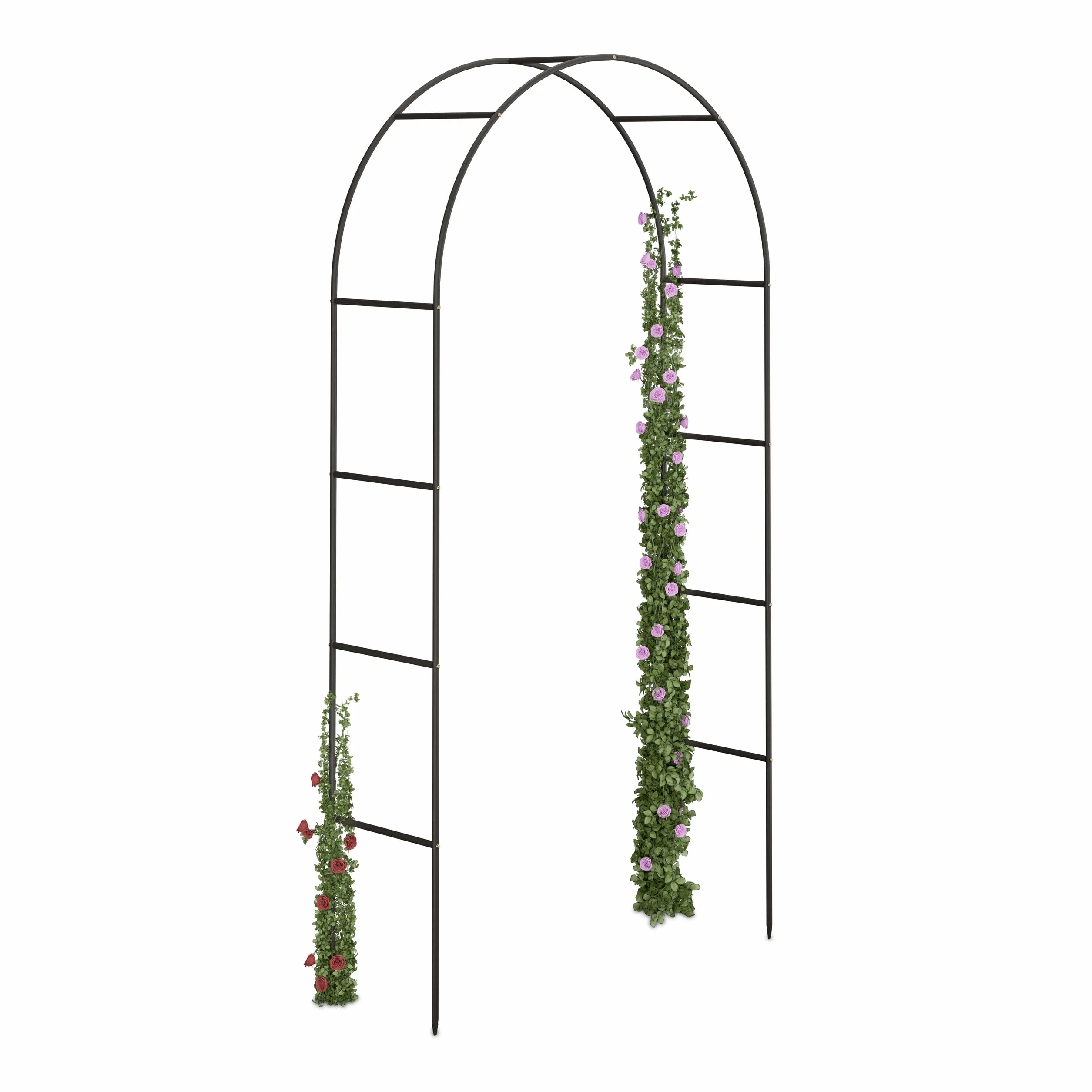Relaxdays Arco per Rose Rampicanti, 240x140x38 cm, Struttura Resistente alle Intemperie, Design Romantico, Verde Scuro