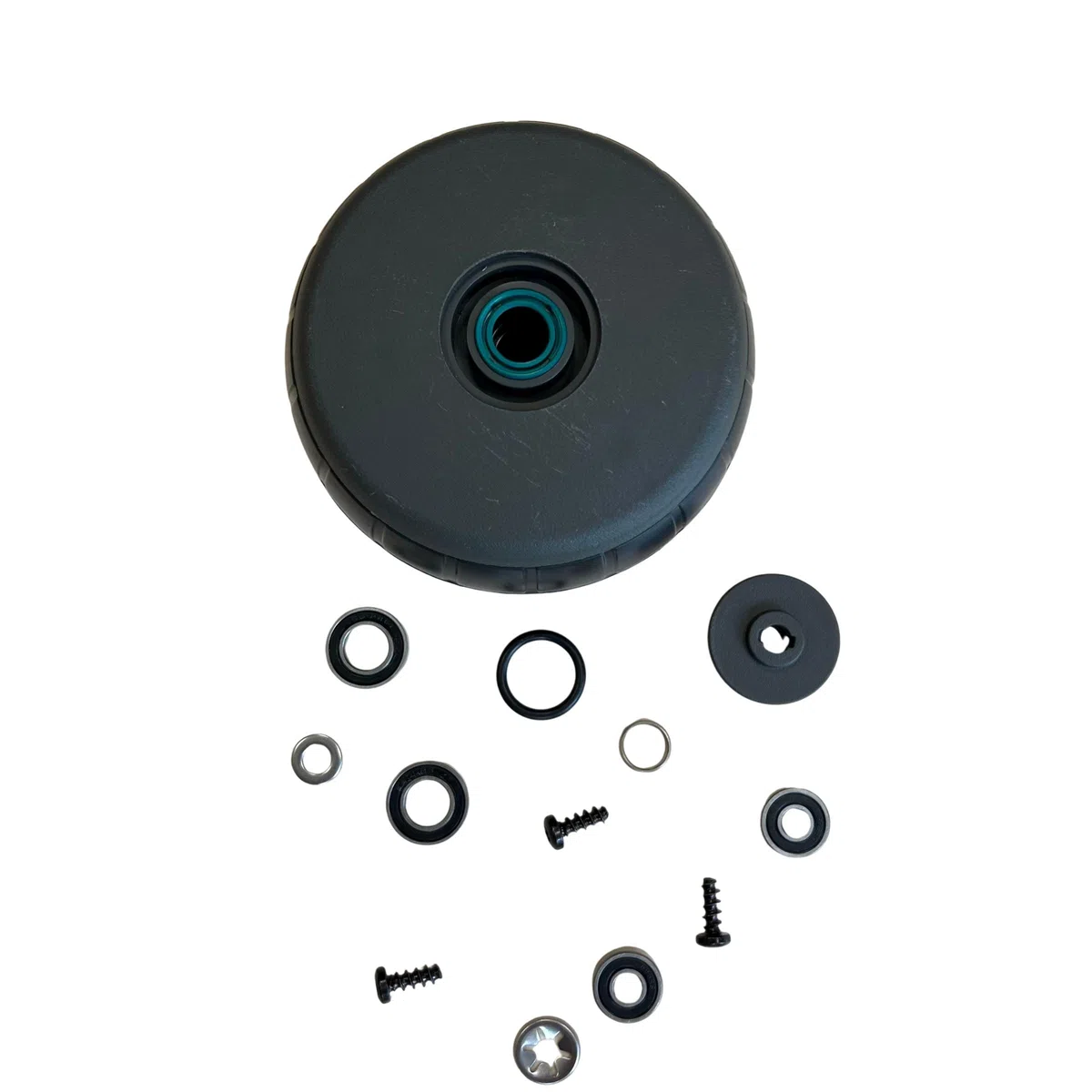 TIMBERA Kit di Riparazione Compatibile con Gardena SILENO+: Ruota Anteriore Senza Asse con Cuscinetti, Guarnizioni, Battistrada, Mozzo e Copertura - Modelli R100Li R130Li R160Li Tosaerba Robot