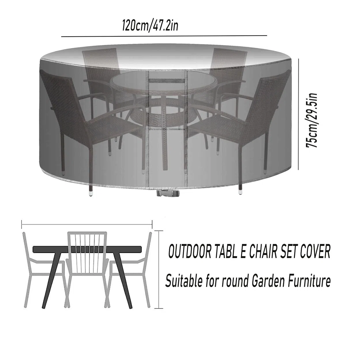 Copritavolo Da Giardino Rotondo Con Fori Di Ventilazione, Copertura Per Tavolo Da Patio Rotonda In Tessuto Oxford 420D, Coperture Per Mobili Da Giardino Impermeabili E Antivento (F 227cm/89in)