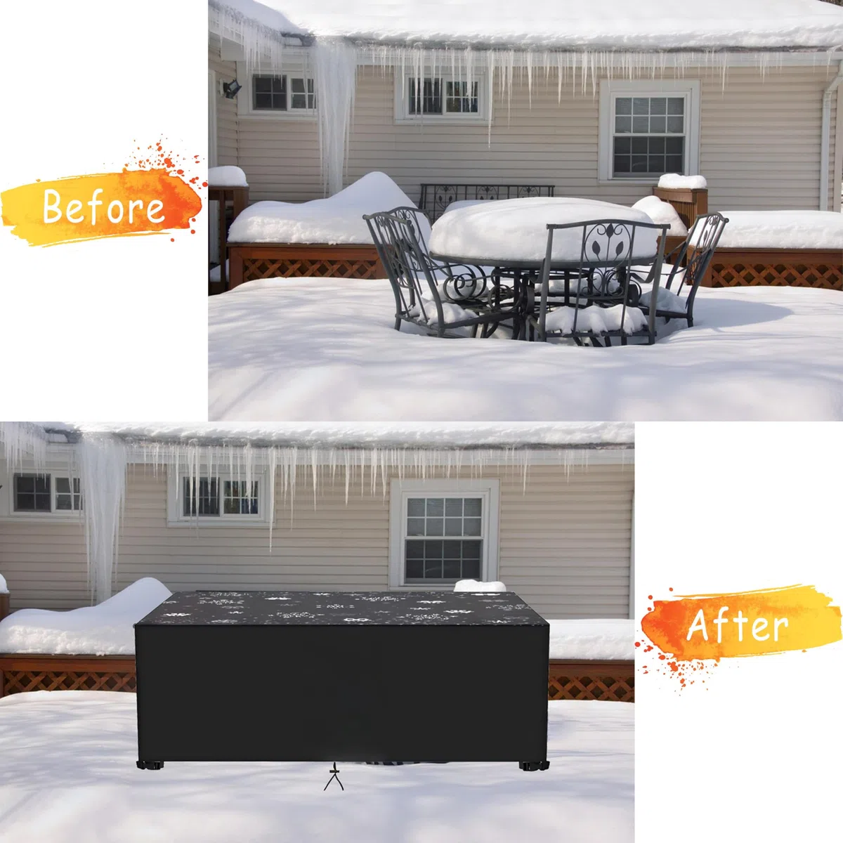 Coperture per Mobili da Giardino 170x170x70cm/LxWxH Nero Impermeabile Tessuto Oxford 420D Copertura per Tavolo Giardino Copertura Dei Mobili Da Giardino Copri Tavolo Da Esterno Antipolvere