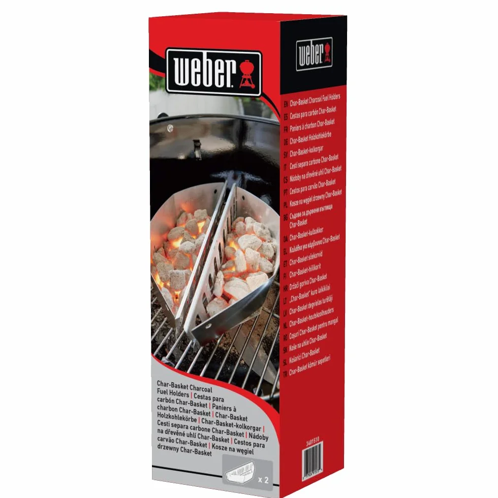 Weber cesti per Carbone per Tutti i Barbecue a Carbone Tipo Kettle, stabili e robusti, Ideali per Cottura Diretta e indiretta – Argento (3401510)