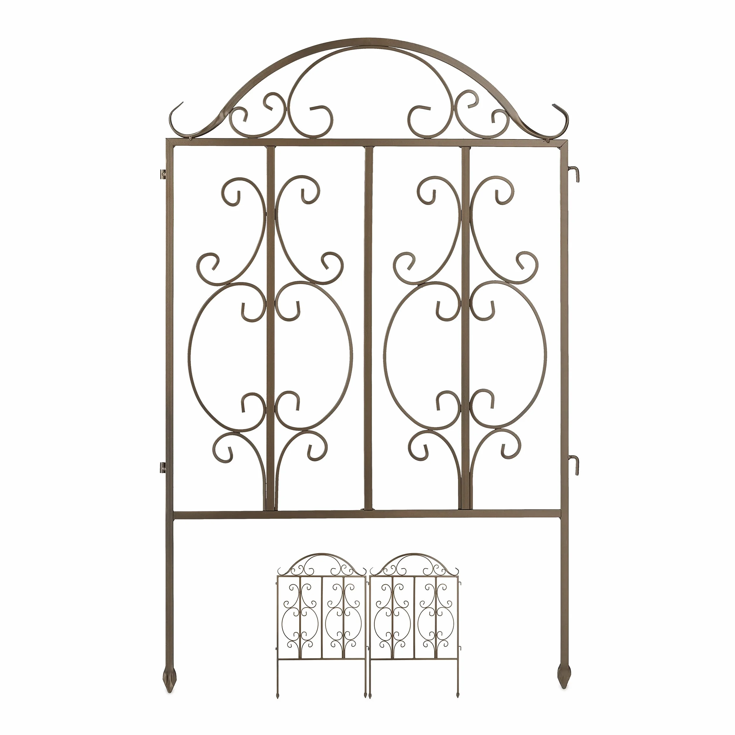 Relaxdays Recinzione da Giardino, in Acciaio, 3 Elementi, Espandibile, Decorativo, Design retrò, HxL 98x63,5 cm, Bronzo