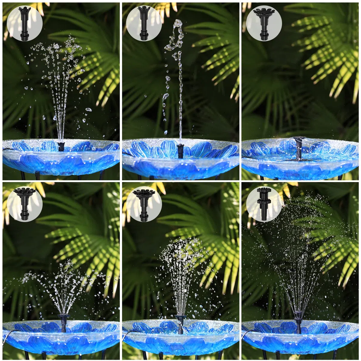 AISITIN Fontana Solare da Giardino Esterno 3,5W con Picchetti da terra - Pompa ad Energia Solare con Tubo Flessibile 1,5m e 8 Effetti Ugelli Fontana Solare per Laghetto/Stagni/Vasca Uccelli/Giardino