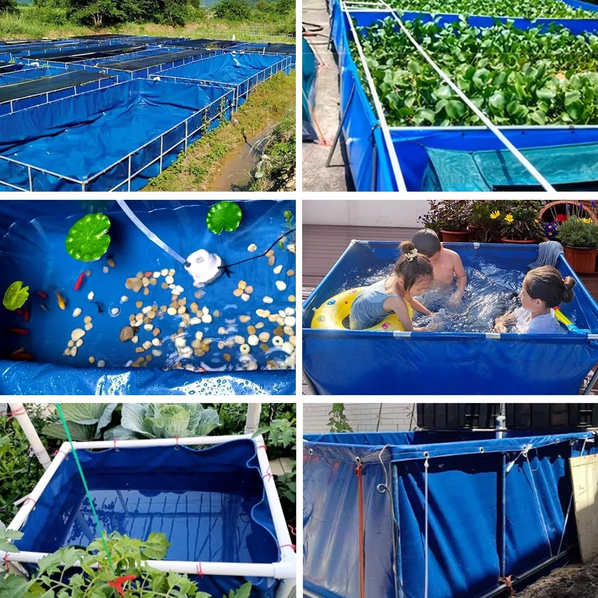 Vasca pieghevole impermeabile per l'allevamento di carpe koi Serbatoio di stoccaggio dell'acqua resistente valvola di scarico per giochi d'acqua da giardino/piante acquatiche/irrigazione(2x1x1.0m)