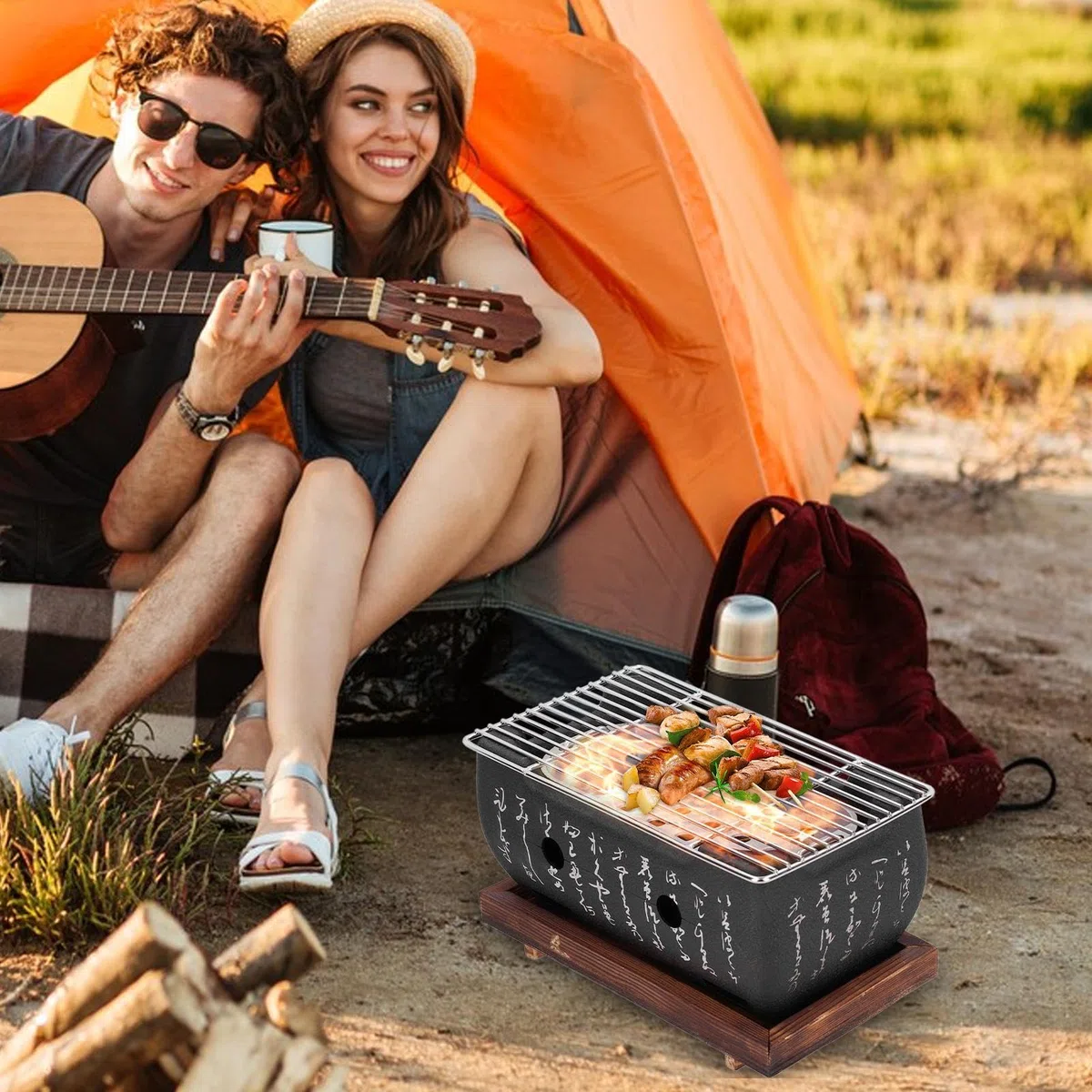 Stufa a carbone in stile giapponese – Stufa a carbone compatto barbecue da | viaggio | meni barbecue da esterno con griglia e stufa a carbone, barbecue portatile e compatto per giardino