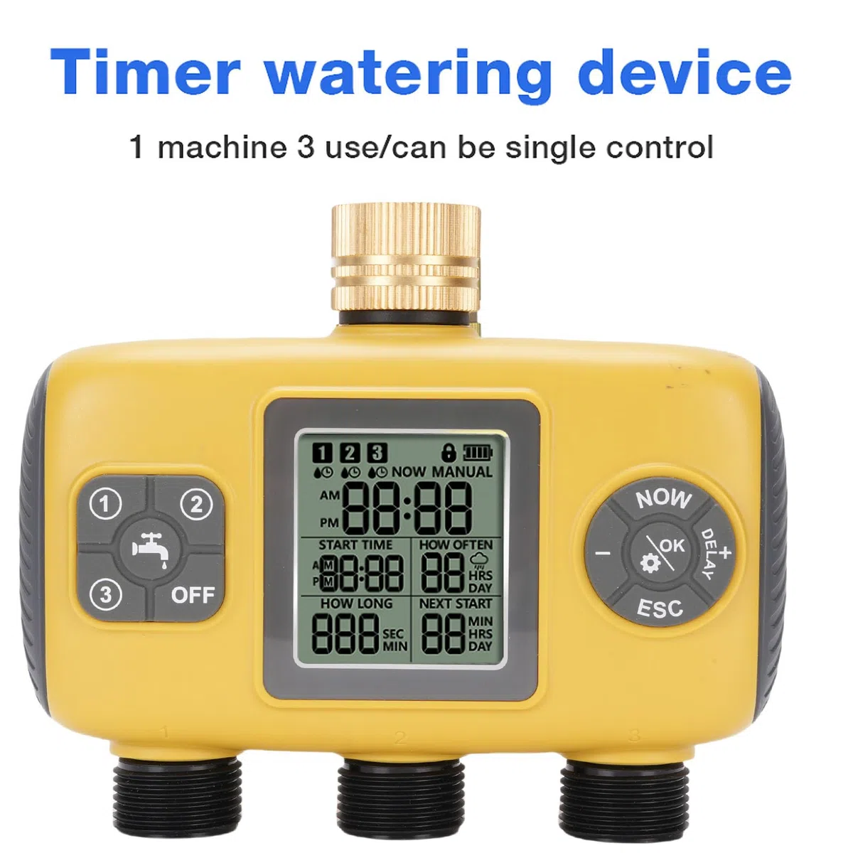 3 uscite timer irrigatore timer digitale per irrigazione con ritardo pioggia controller automatico per irrigazione per giardino prato ABS nero 5,1x6,1 pollici