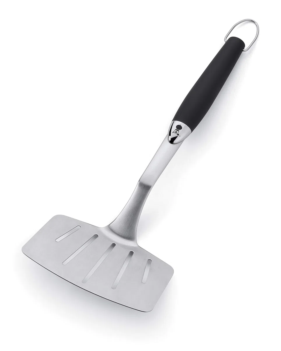 Weber Giraplati/Girafili Premium (46cm), Ideale per Grandi SUP. cotturate o Pesce, in Acciaio Inox, con Manico Antiscivolo, Manico Angolato, Lavabile in Lavastoviglie - Nero/Argento (6673)