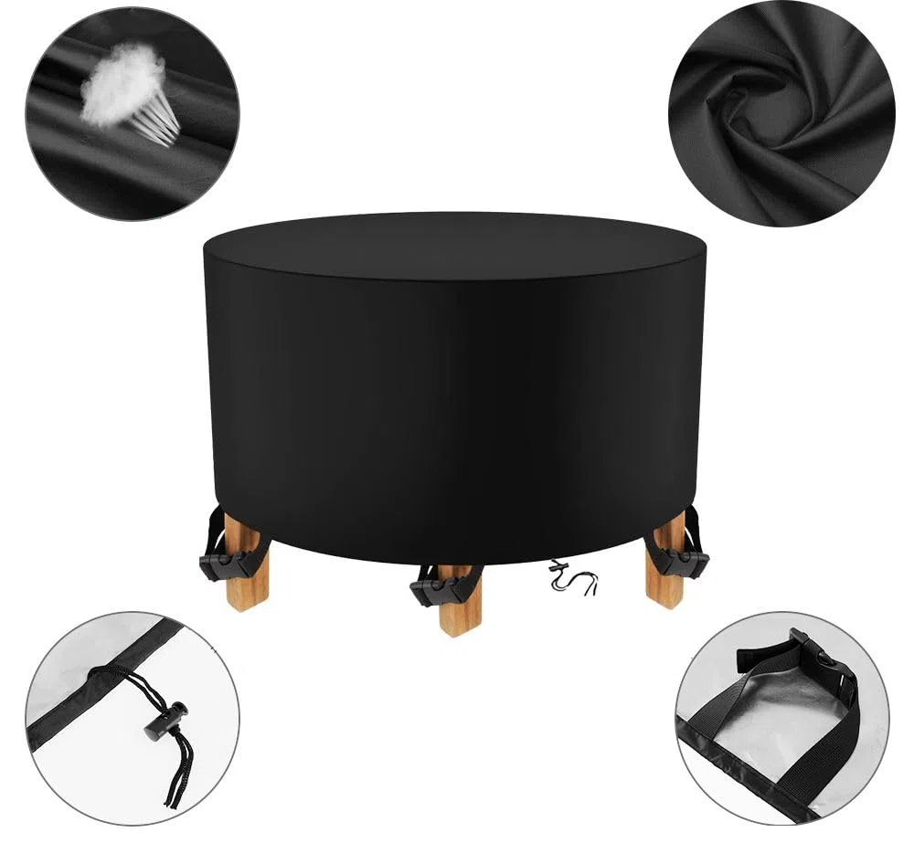 Copertura per Mobili da Giardino Rotonda Impermeabile da Giardino Copertura da Tavolo Circolare da Esterno 600D Oxford Anti-UV Antivento 110x70cm