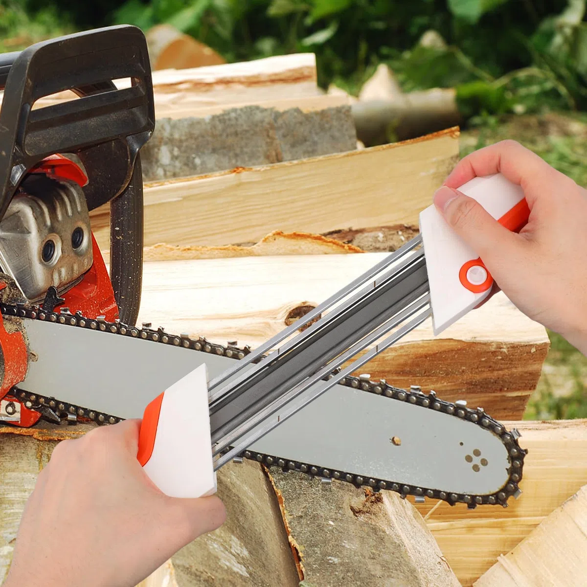 Affilatore Catena 2-in-1 per Motosega Stihl 3/8" LP, Strumento Affilatura Motosega (Lima 4mm)