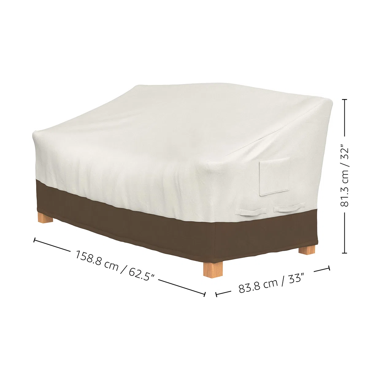Keter Cassapanca Eden Banca Beige con Seduta Marrone 265 Lt in Resina, 140x60x84 cm & Amazon Basics Telo di copertura sagomato per panca a 3 posti
