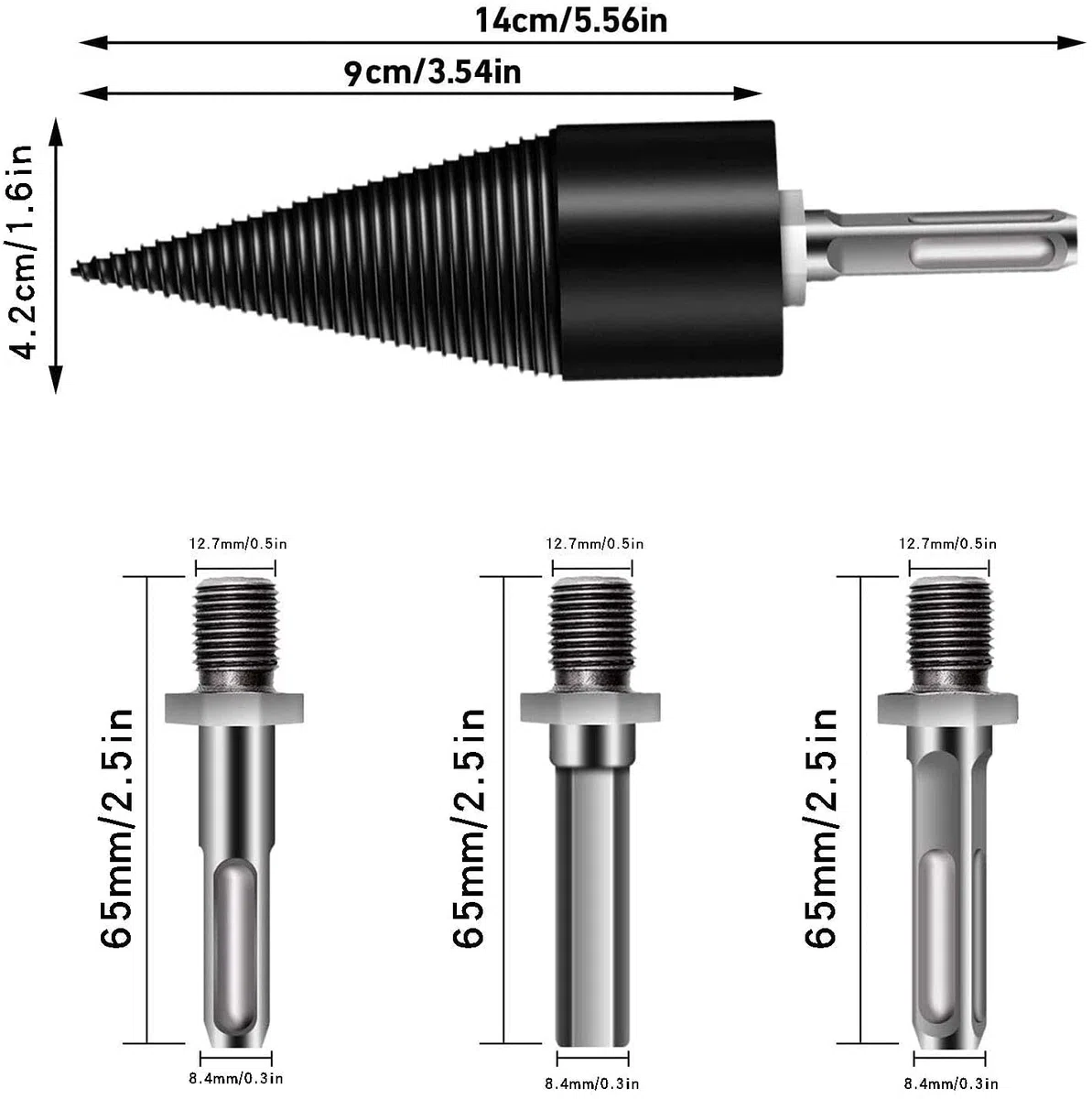 42mm Spaccalegna Trapano,Spaccalegna per Uso Domestico,Spaccalegna Vite Conica,Spaccalegna Manic,Spaccalegna in Acciaio,Trapano a Gradini Taglia-Legno,Spaccalegna Elettrico Legna,Spaccalegna