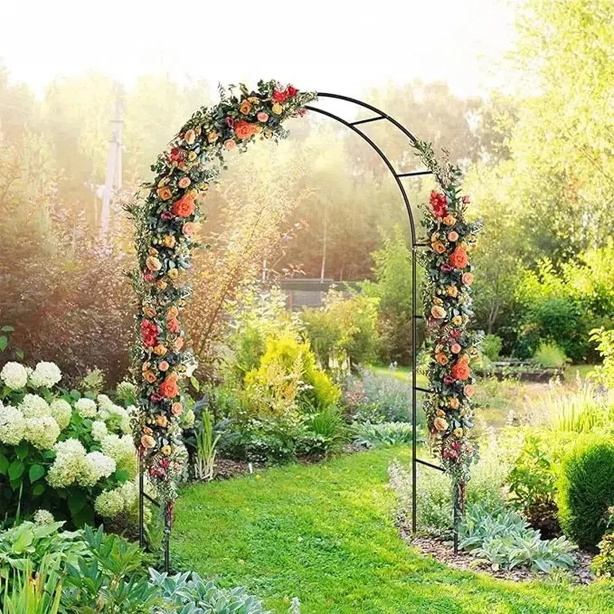 Traliccio ad da giardino, pergolato in metallo per piante rampicanti, viti e uva, supporto per sfondo per matrimoni all'aperto, cornice per fiori per feste, decorazioni da giardino ed eventi