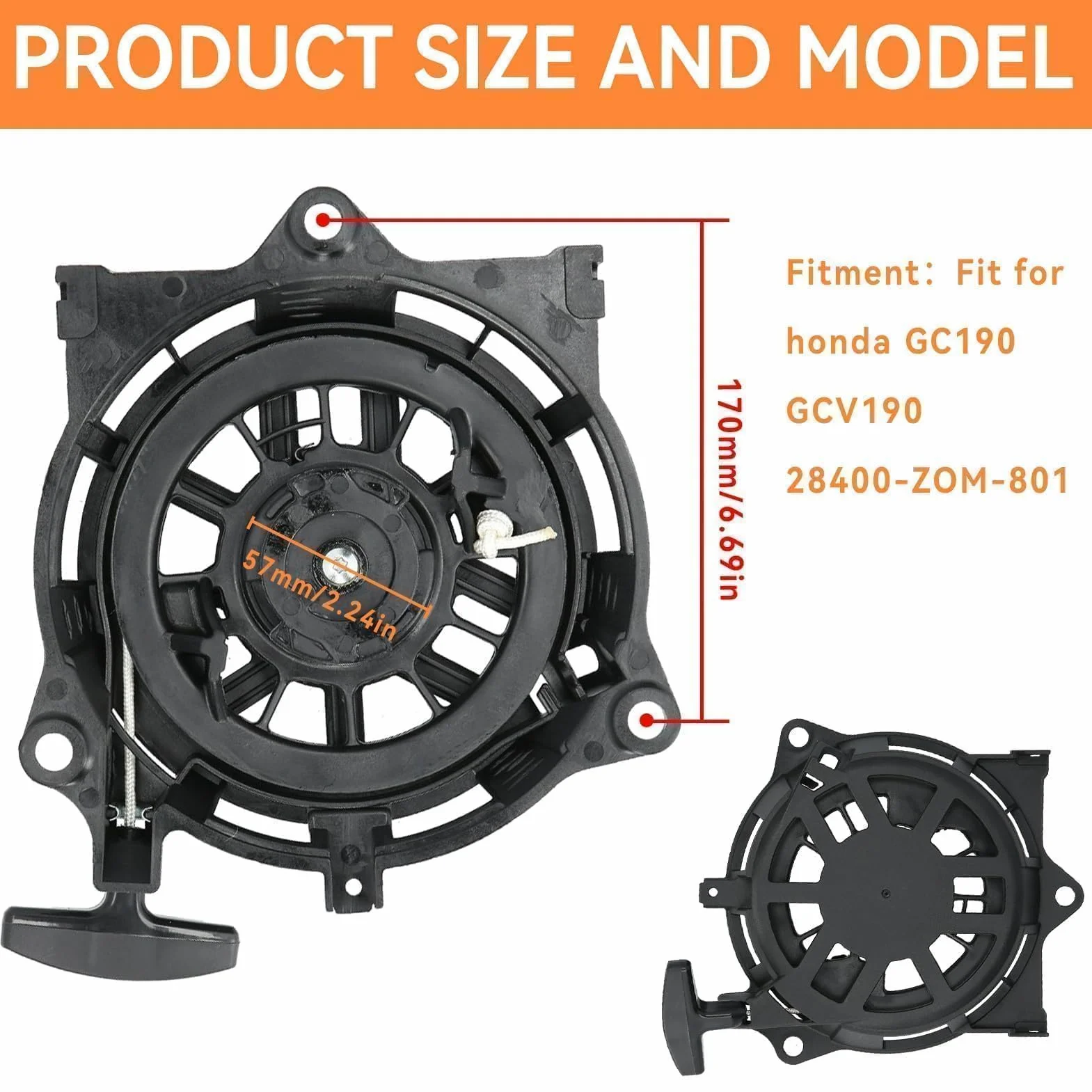 Agatige Avviamento A Strappo, Gruppo Avviamento A Strappo, PVC Di Ricambio Gruppo Avviamento Tosaerba Attrezzatura Tagliaerba Da Giardino Adatta Per Honda GC190 GCV190 28400 ‑ Z0M ‑ 801