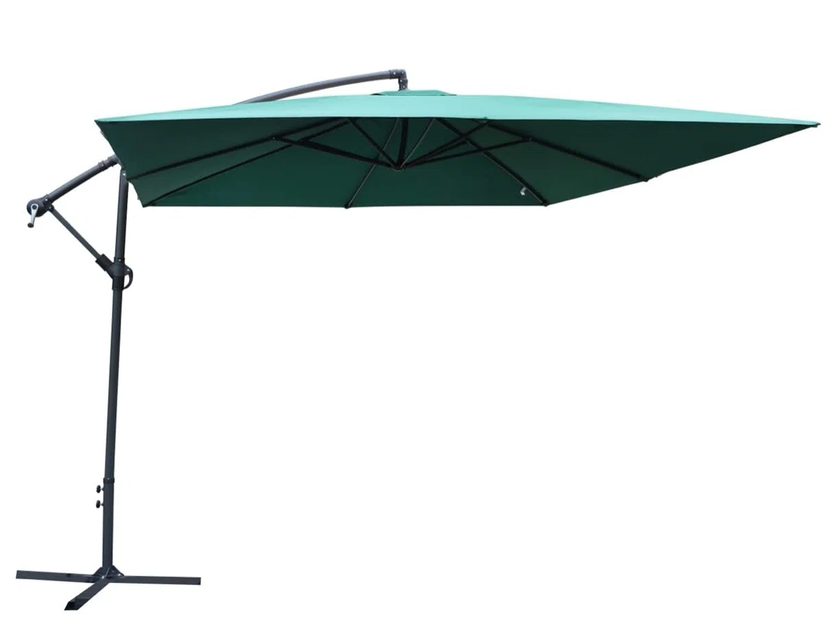 Ombrellone da Giardino Quadrato 3x3 Mt Palo Decentrato- in Alluminio, Regolabile, da Esterno, Impermeabile, Manovella, Tubo Ø 48 mm- Resistente ai Raggi UV