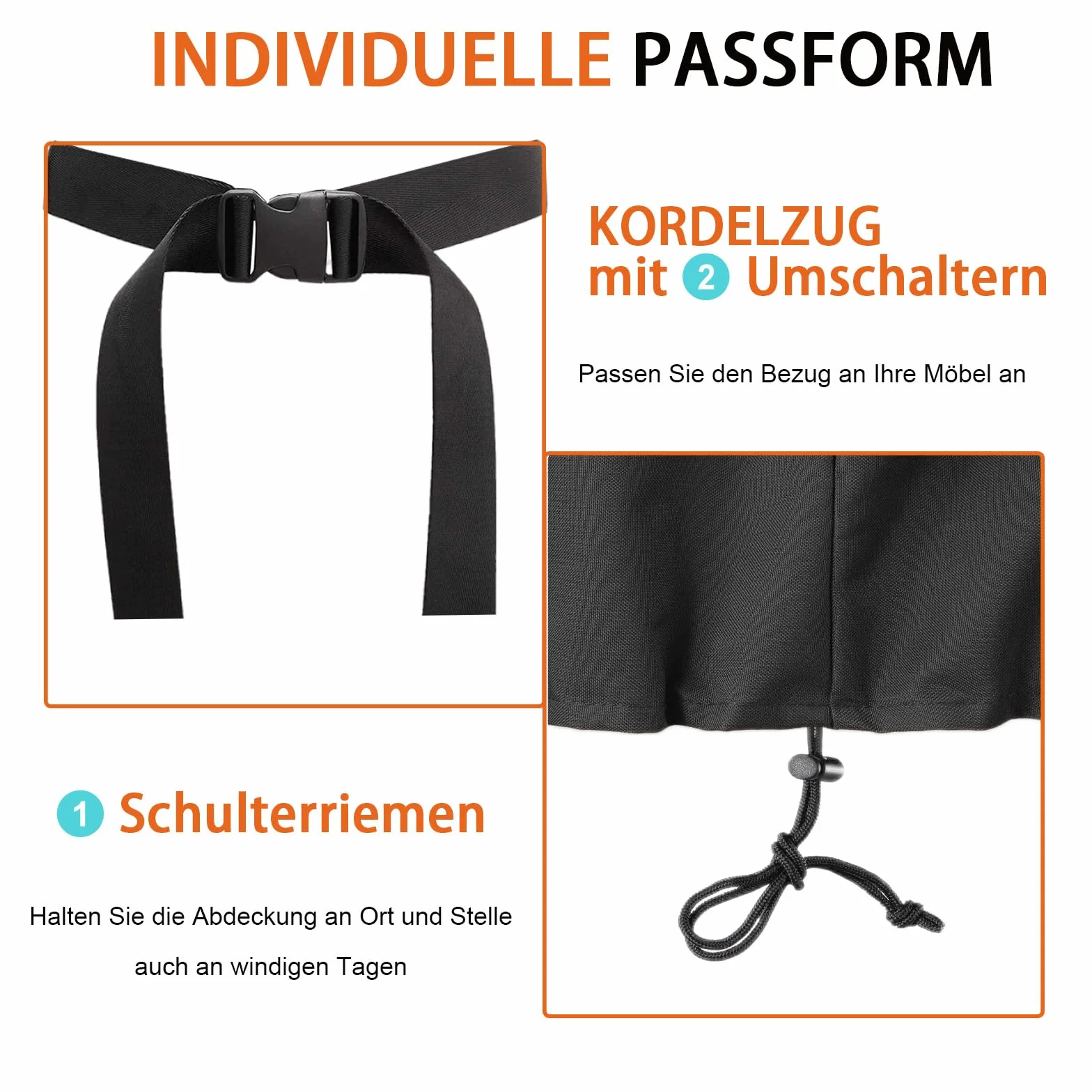Copertura Sdraio Sospesa Impermeabile, Coperture Lettino Sospesa, 420D Tessuto Oxford - Nero (200 * 120-200cm)