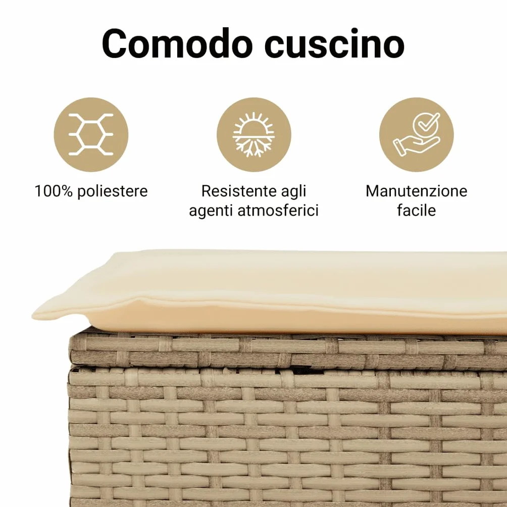 vidaXL Sgabello Giardino con Cuscino Beige 55x55x37 cm in Polyrattan