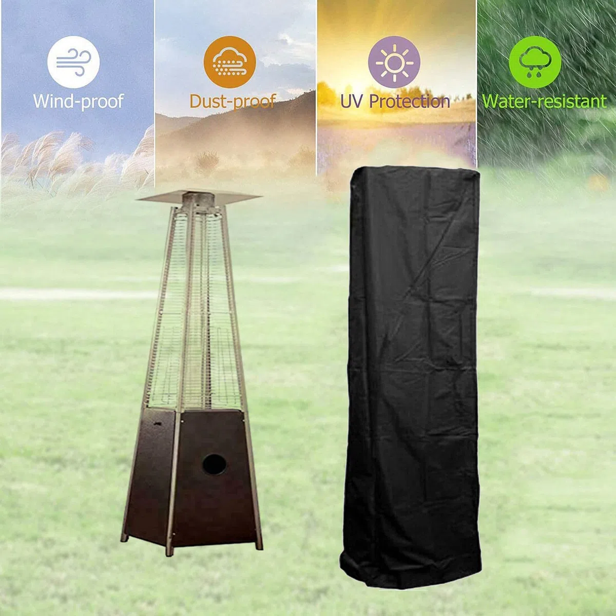 RoseFlower Patio Heater Cover, Impermeabile Antivento Copertura Riscaldatore Patio, Fungo Riscaldante per Esterno A Gas, 210D Oxford, per Mobili da Giardino Terrazza, 226 x 89 x 48 cm