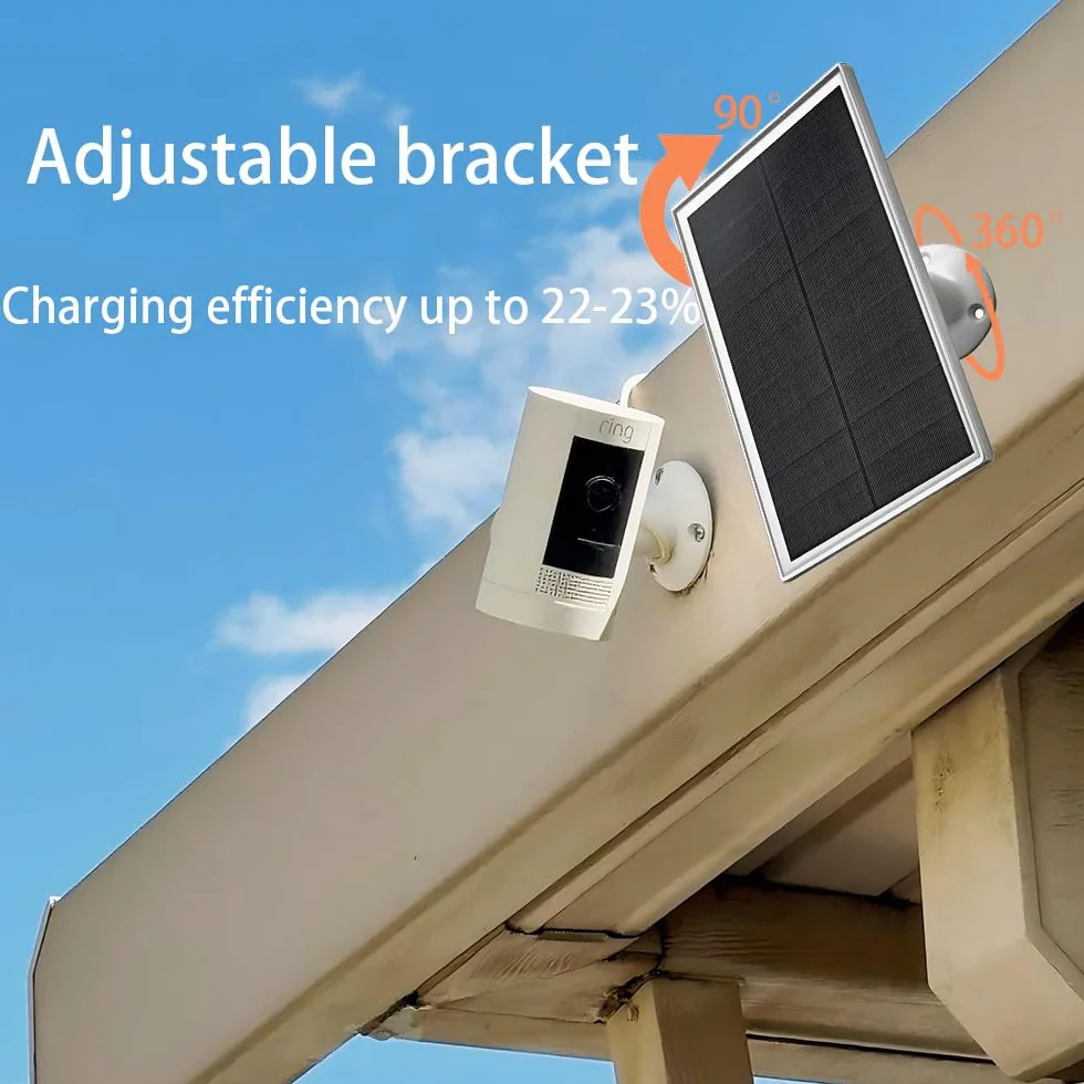 Caricabatterie per pannello solare da 10W/5V,con due connettori DC3.5x1,35 e USB-C, cavo di ricarica da 9,8Ft,compatibile con Ring Spotlight Cam Plus/Pro,batteria Stick Up Cam 2nd/3rd Generation