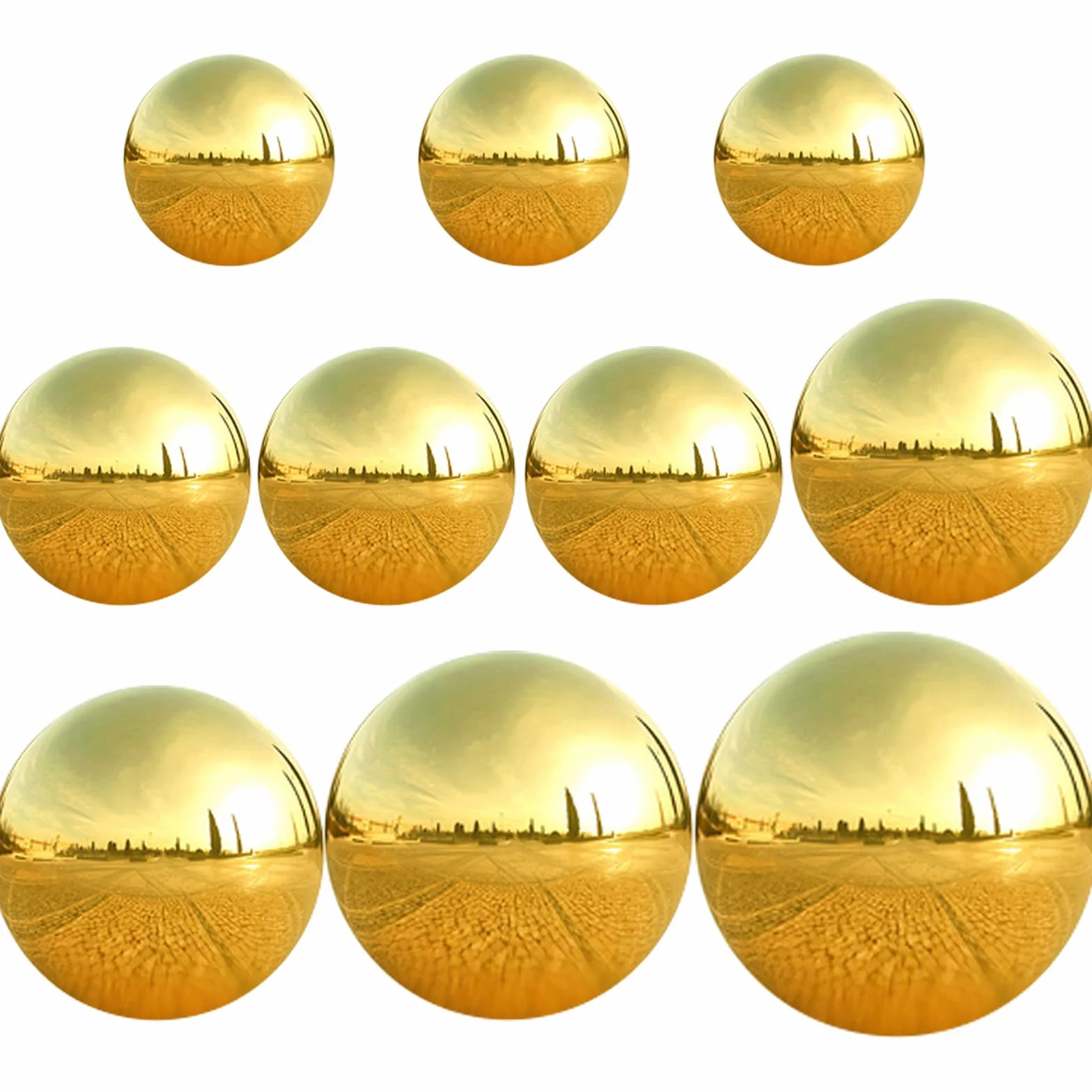 10 Pcs Palla da Giardino in Acciaio Inossidabile Riflettente Specchio Cavo Palla Rotonda 25-100 mm Luce Riflessa Oro Ornamento Per Feste,Giardini,Decorazioni per Negozi
