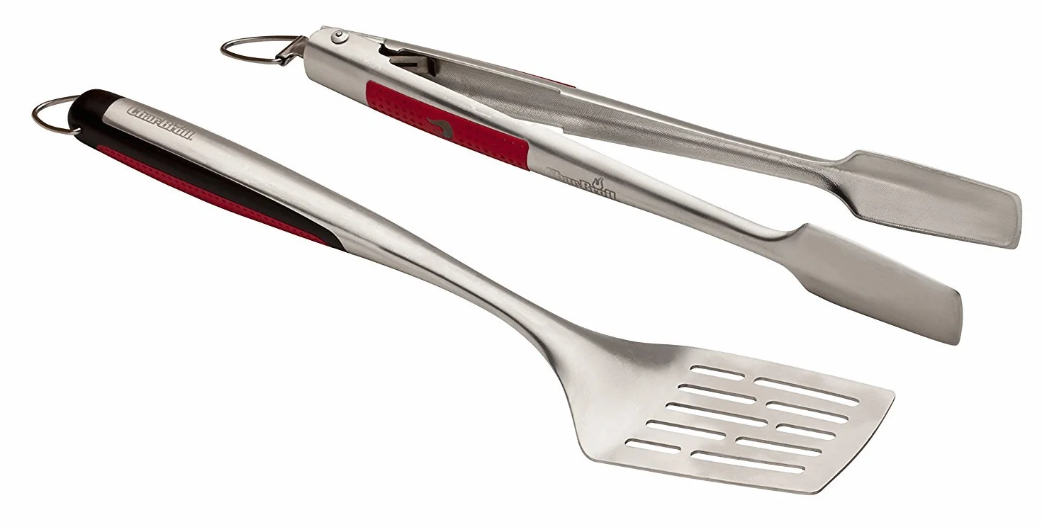 Char-Broil 140 543 - Set Utensili 2 Pezzi, con Impugnatura Confortevole, Acciaio Inox