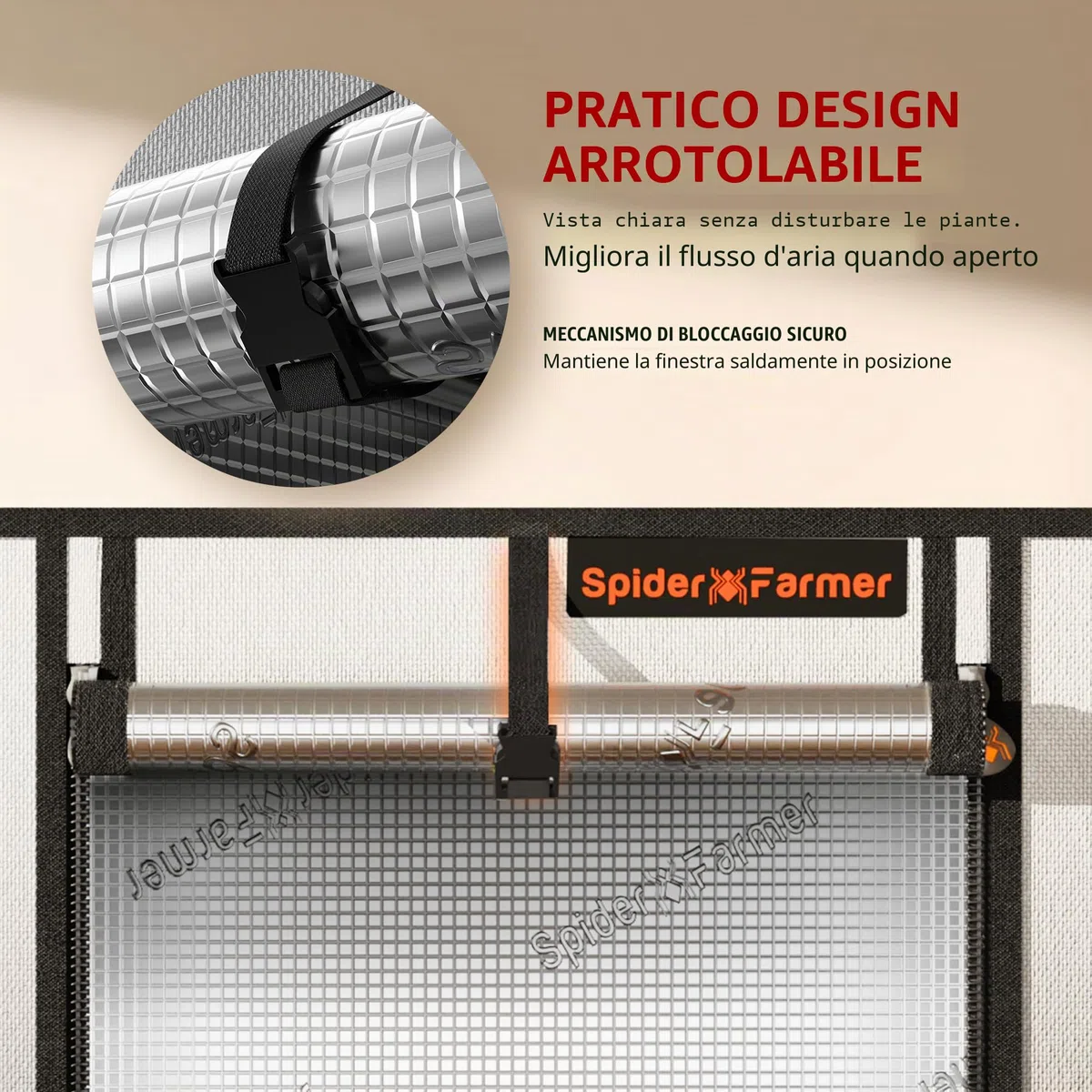 Spider Farmer Piccola tenda per aerogard, 60 x 40 x 50 cm, con porta roll-up, lamiera di fondo rimovibile, tessuto mylar 2000D, per sistema di coltivazione idroponica SmartG12