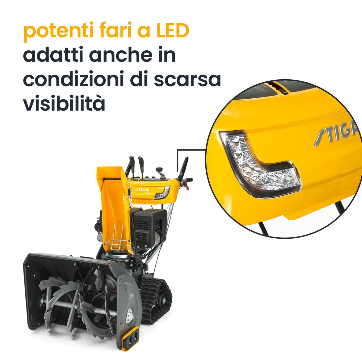 STIGA Spazzaneve ST 5266 P TRAC a due stadi - motore a scoppio da 302 cc, ampiezza di lavoro di 66 cm, trazione cingolata, impugnatura riscaldata, luce a LED