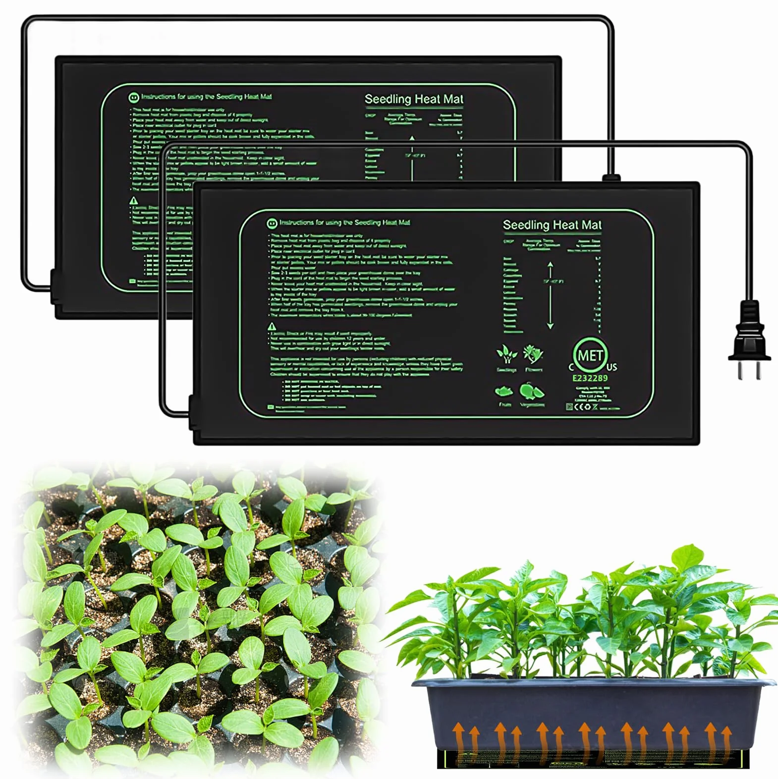 2 Pezzi Tappetino Riscaldante Per Piante, Tappetino Riscaldante Per Piantine, Serra Di Germinazione Impermeabile 21 W Tappetino Termico Per Piante Per E Regolazione Della Temperatura (25*52.5cm)