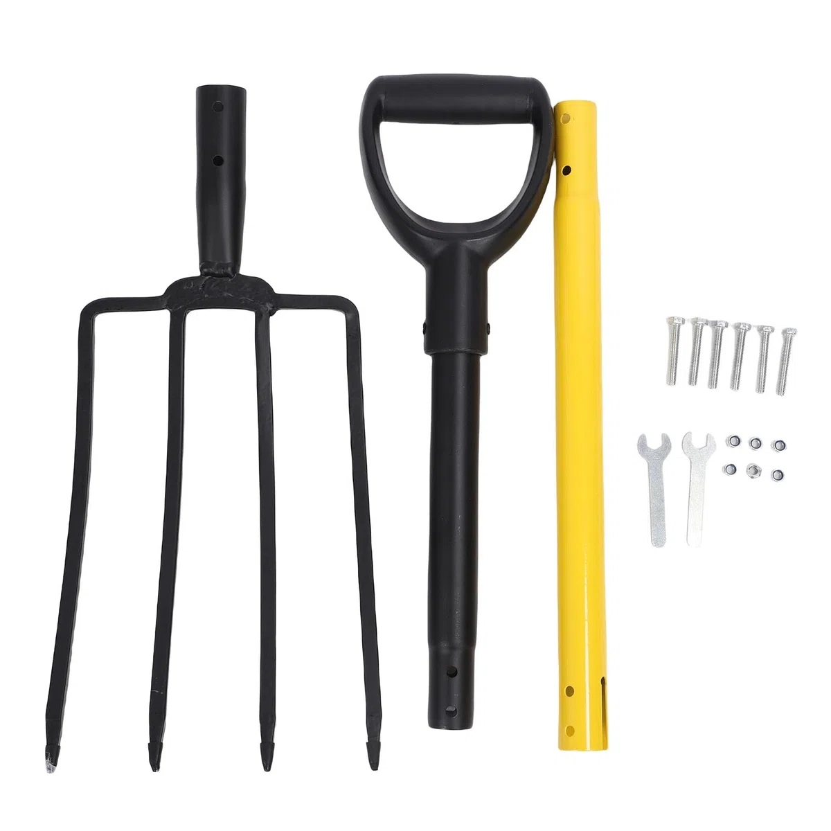 Asixxsix Garden Fork, 4 Pitini Forchette da Giardino da 46 Pollici da 46 Pollici, Forcelle di Scavo di Spazi Gravi per Il Giardinaggio Che Scavano Spading di calcolo.