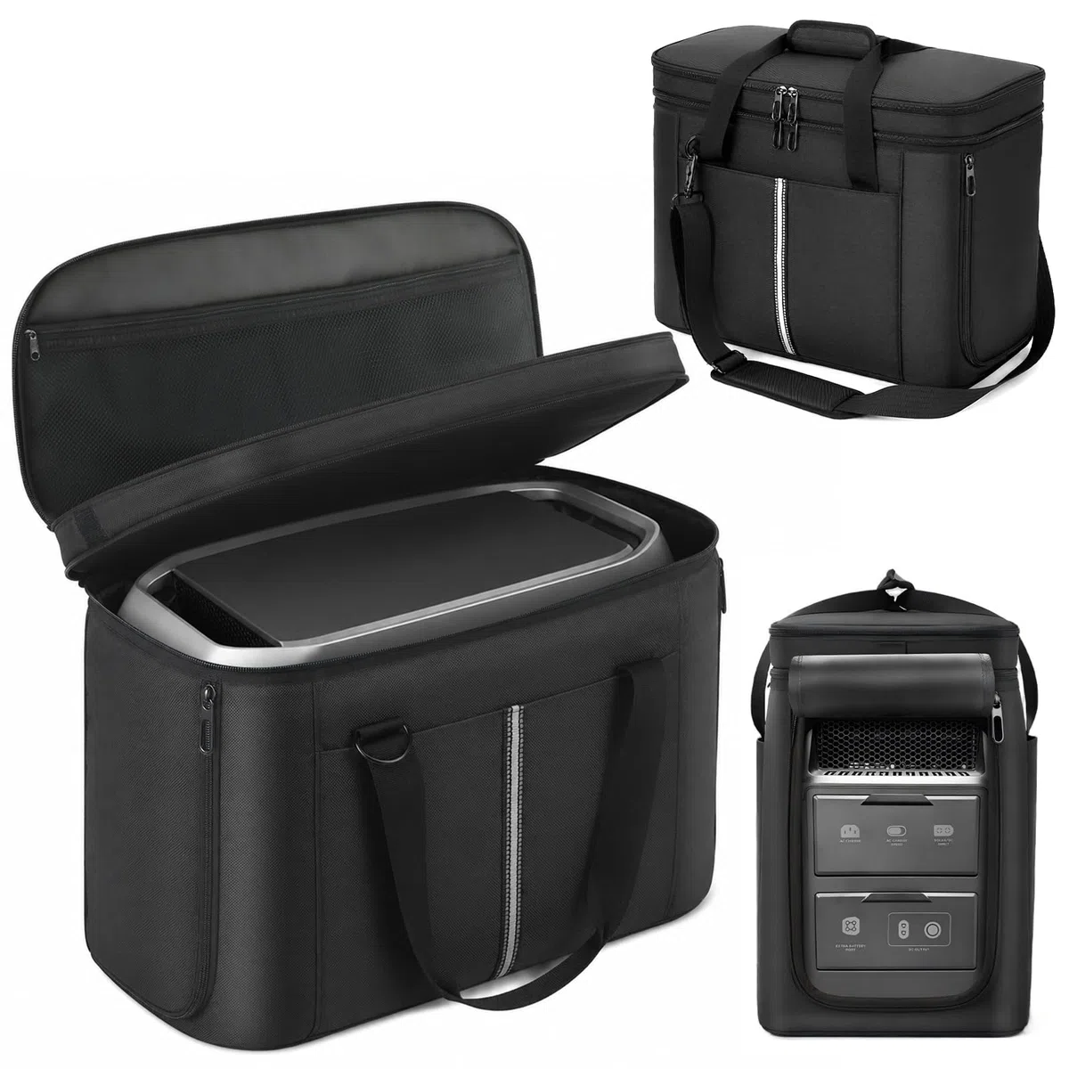 Custodia da trasporto compatibile con ECOFLOW DELTA 3 Max Plus/Delta 3 Max Power Station portatile da viaggio borsa con tasche, finestre a dissipazione del calore e accessori per tracolla