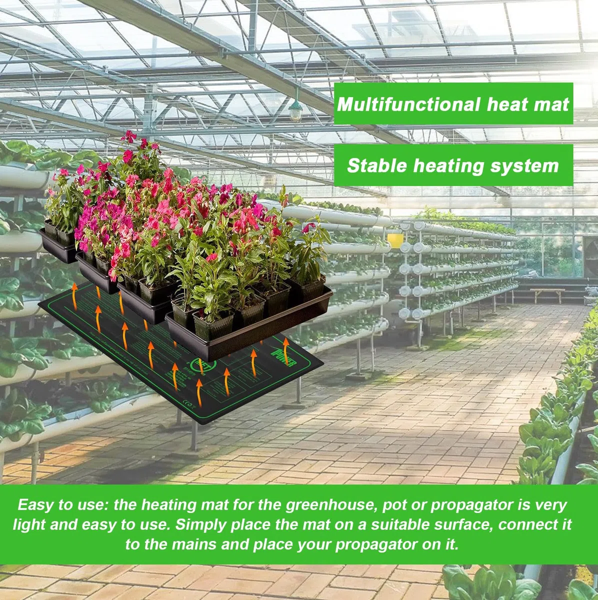 Tappetino Riscaldante Per Piante, Tappetino Riscaldante Per Piantine, Serra Di Germinazione Impermeabile 50 W Tappetino Termico Per Piante Per Germinazione E Regolazione Della Temperatura (50cm*52 Cm)