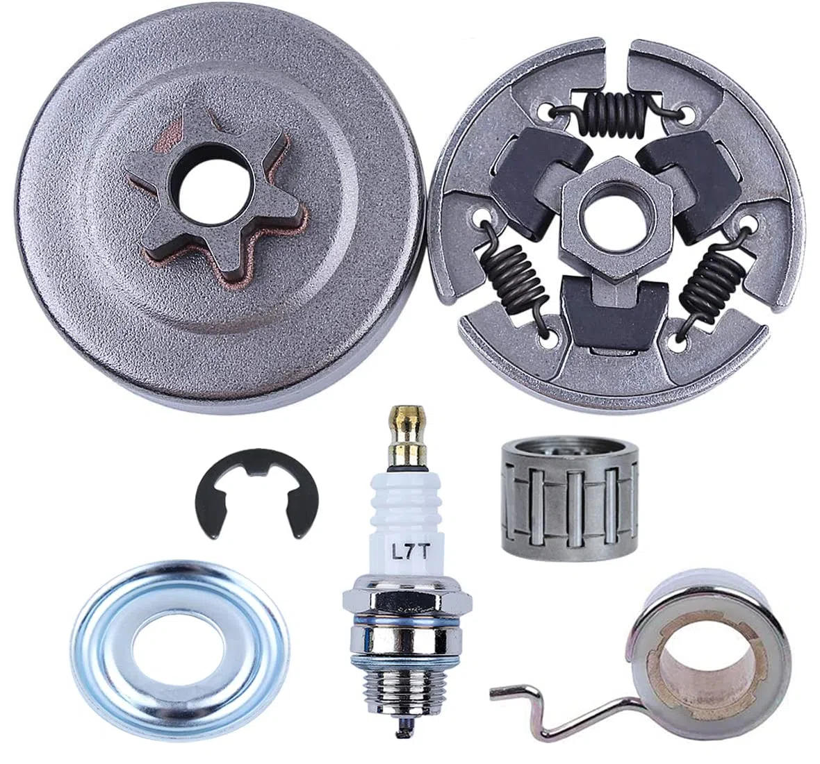 Kit 3/8" Ruota Dentata Frizione per Stihl 017 018 MS170 MS180 021 023 025 MS210 MS230 MS250, ADEFOL Pignone + Tamburo Frizione + Cuscinetto + Vite Senza Fine + Rondella + E-Clip + Candela