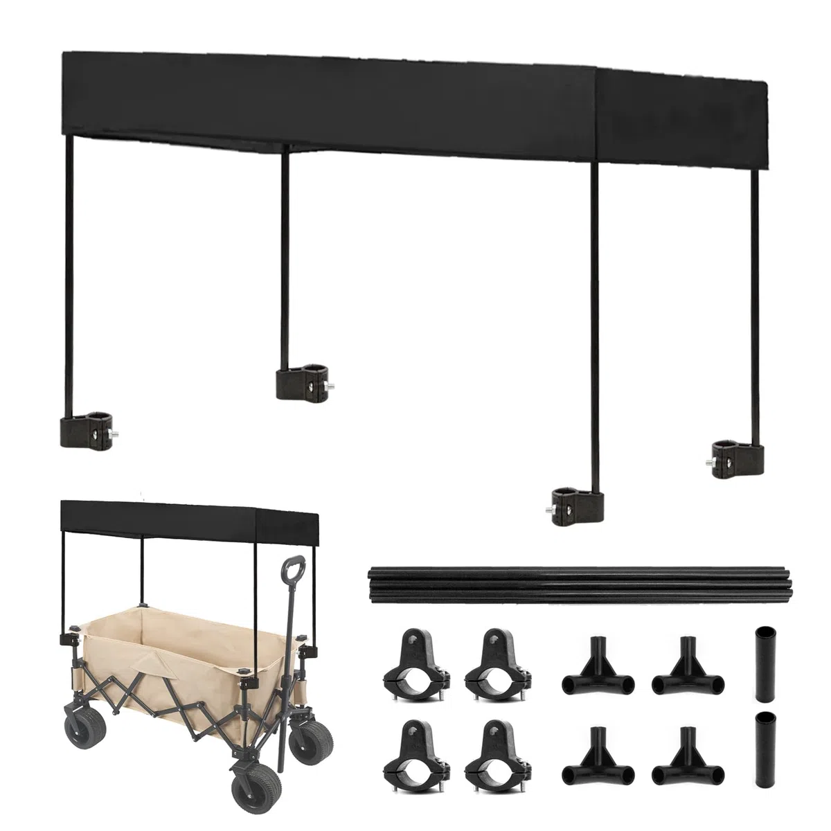 Tetto Per Carretti A Mano, Copertura Antipioggia Per Carretti A Mano, Per Carretti A Mano Pieghevoli A Quattro Lati, Tendalino Rimovibile, Antisole Accessori Da Campeggio Per Carretti A Mano