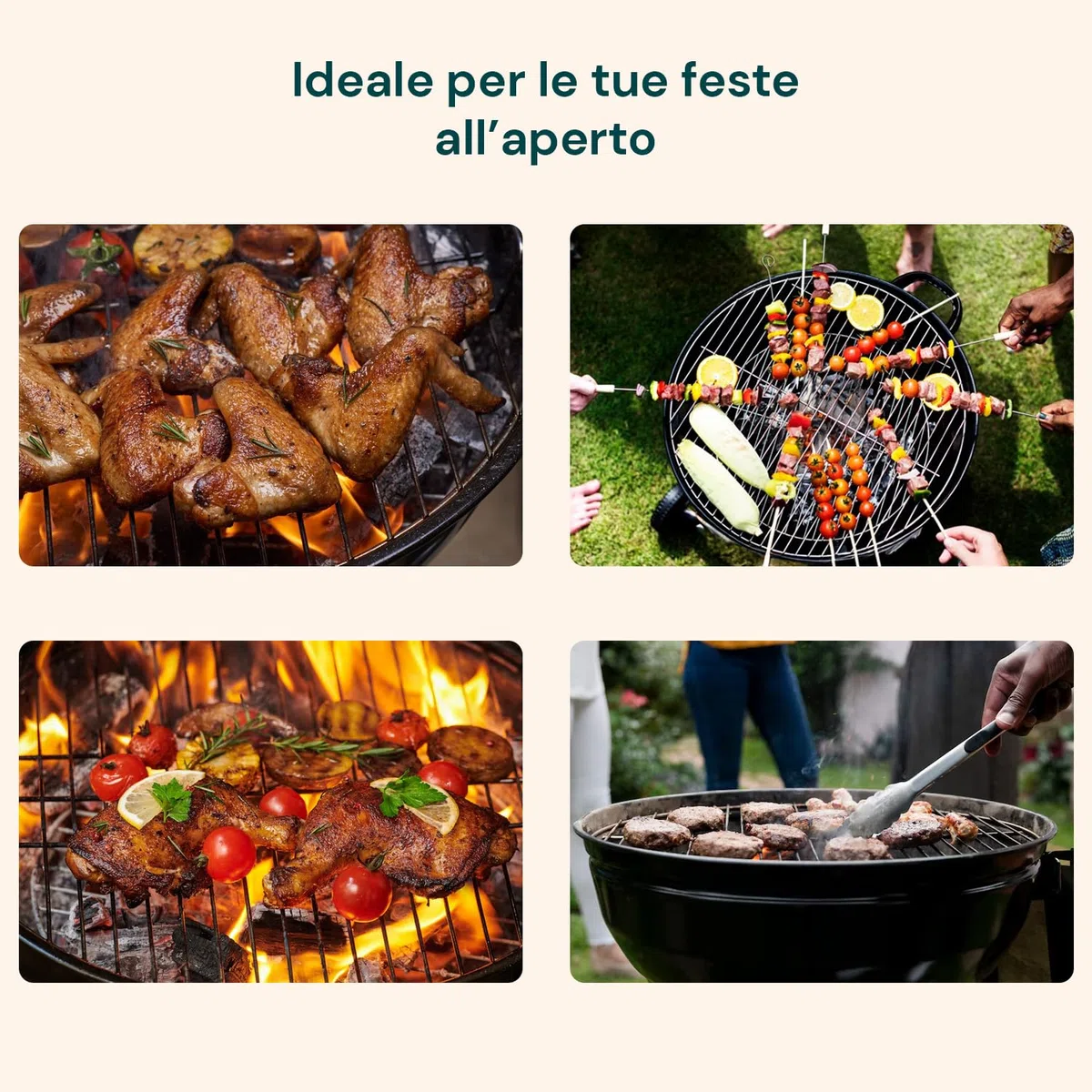 Barbecue a Carbonella Carmensa 43 cm - Il BBQ a Carbone Perfetto per le Tue Giornate Estive! Montaggio Veloce, Cottura Grill e Forno, Nero