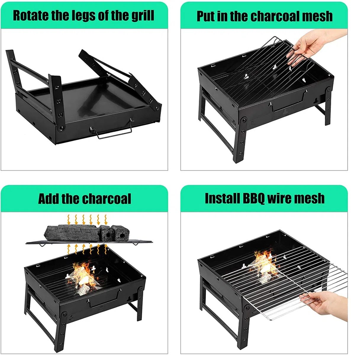 Barbecue Grill Portatile BBQ Carbone Grill Smoker Grill per Cucina All'aperto Campeggio Escursionismo Picnic Backpacking